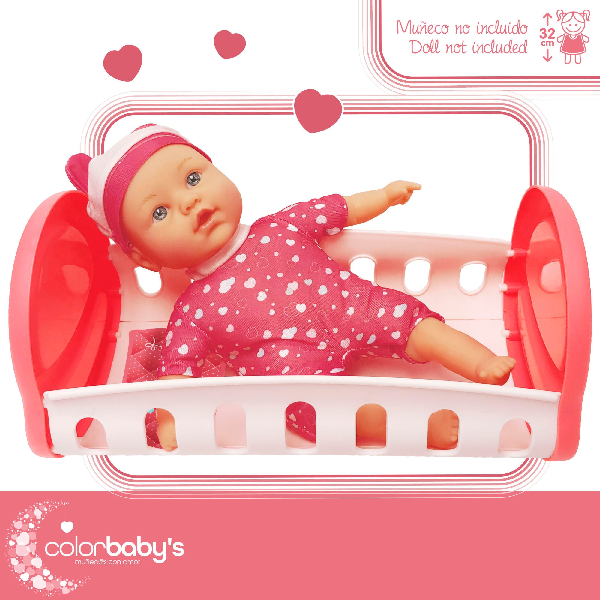 Cuna y portabebés para muñecas con accesorios Colorbaby's