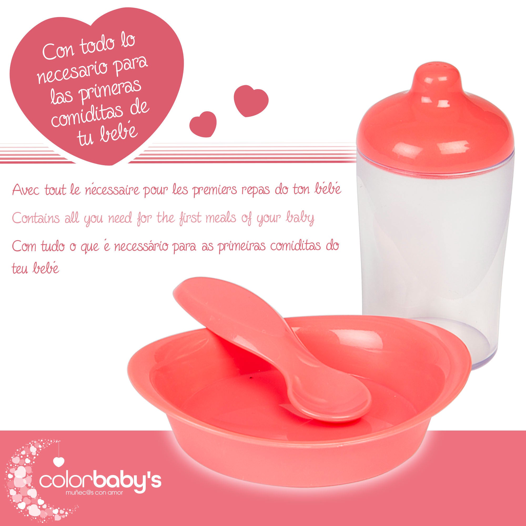 Cuna y portabebés para muñecas con accesorios Colorbaby's