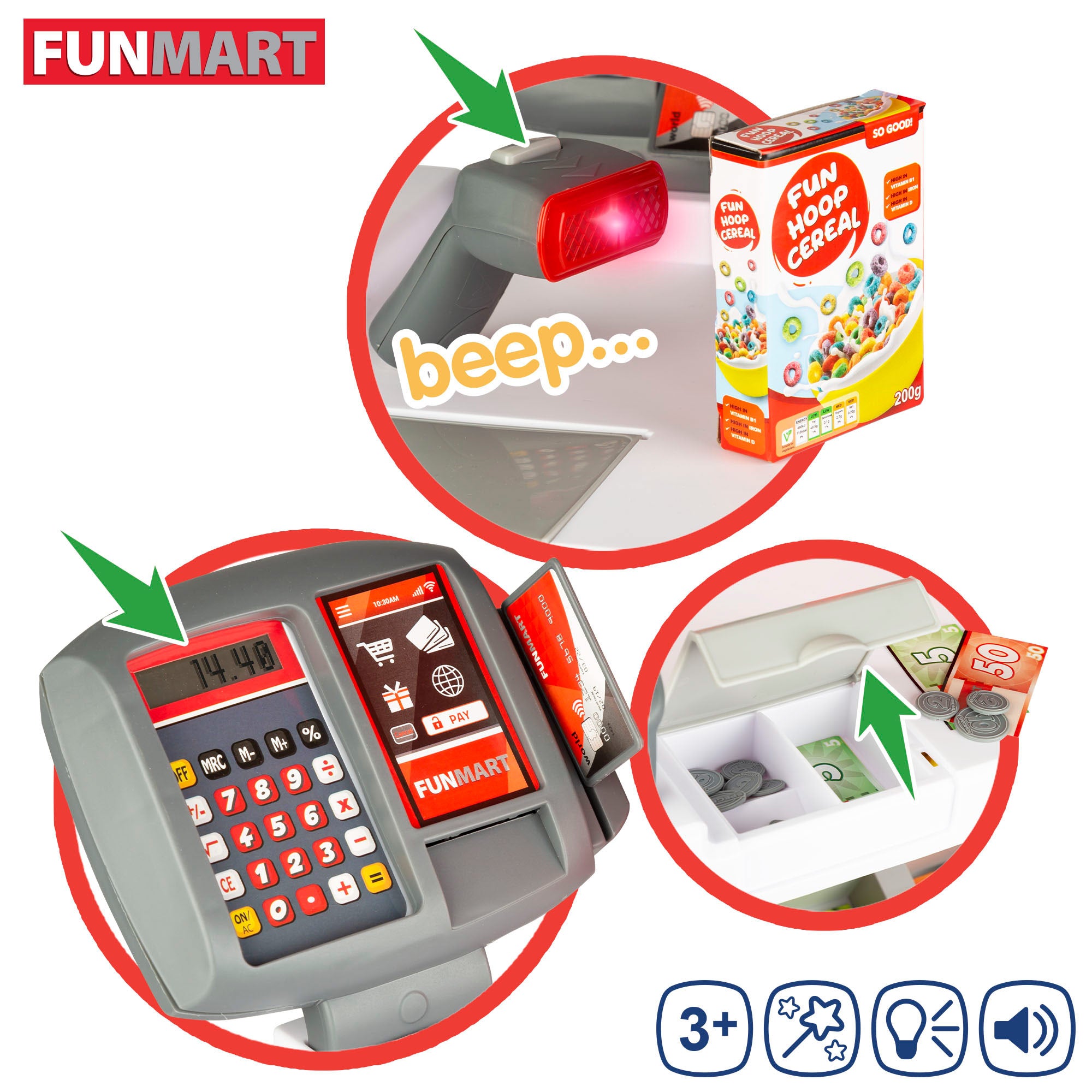 Supermercado juguete con accesorios, luz y sonidos FUNMART