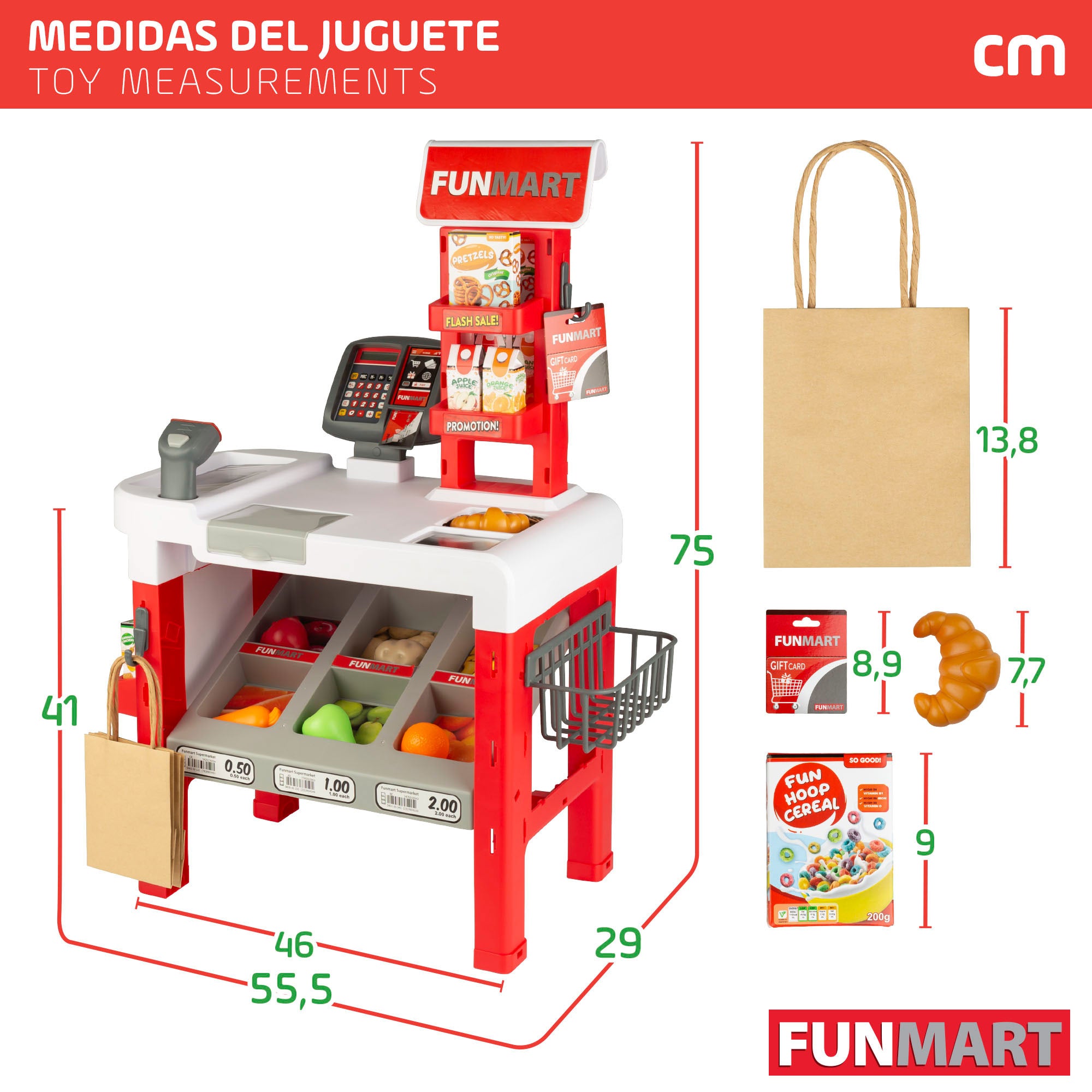 Supermercado juguete con accesorios, luz y sonidos FUNMART