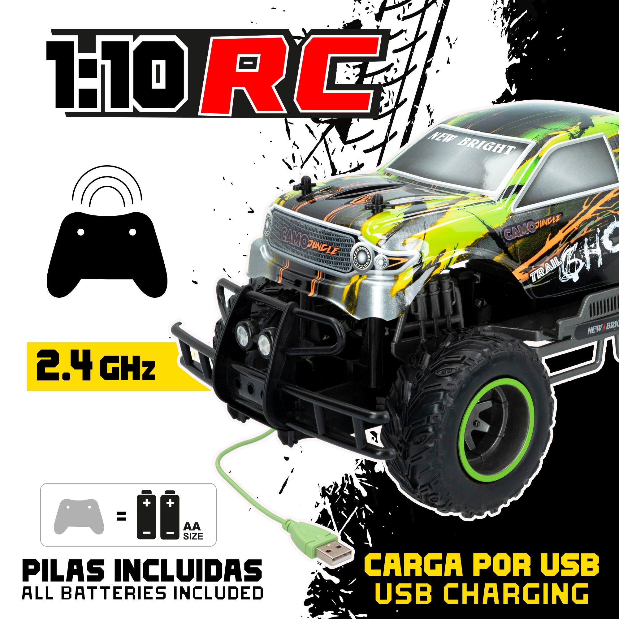 Coche teledirigido 4x4 Camo Jungle 1:10 NEW BRIGHT