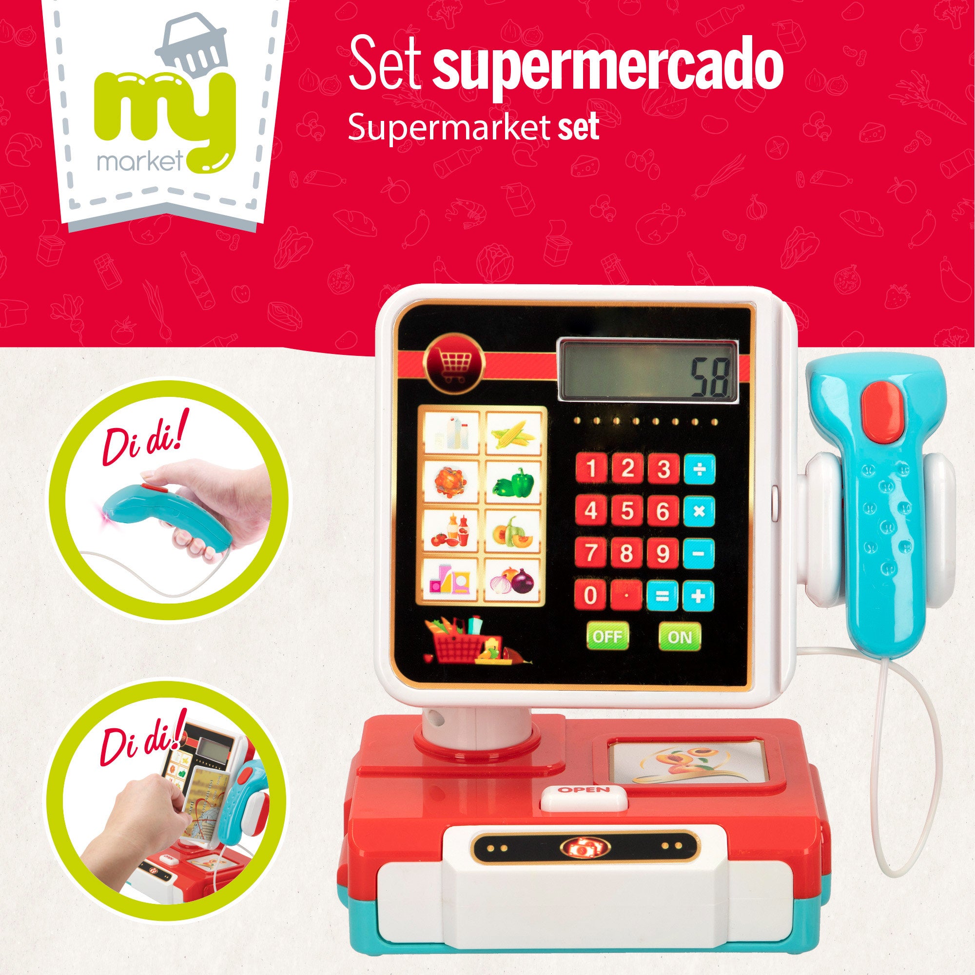 Caja registradora con luz, sonido y accesorios My Market