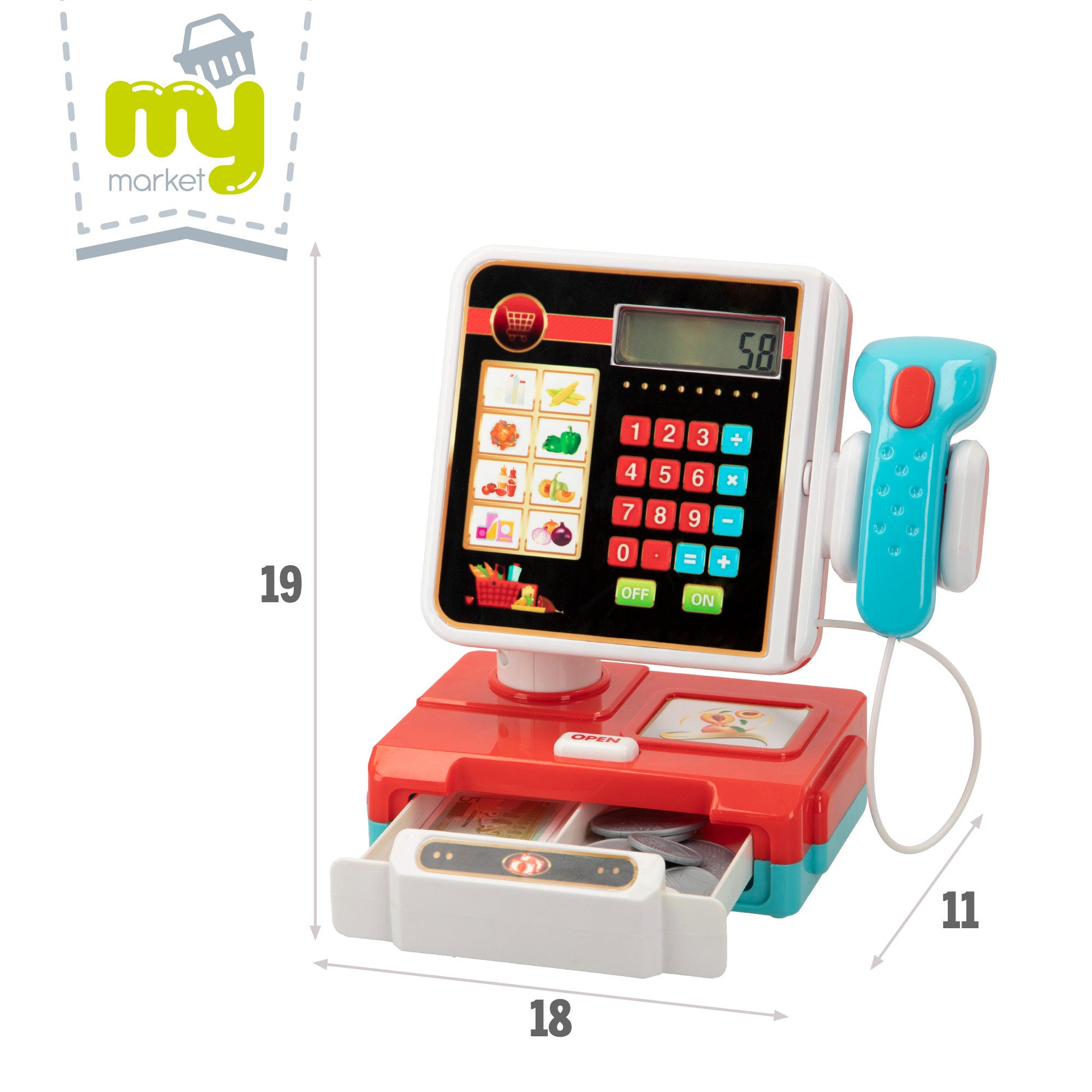 Caja registradora con luz, sonido y accesorios My Market