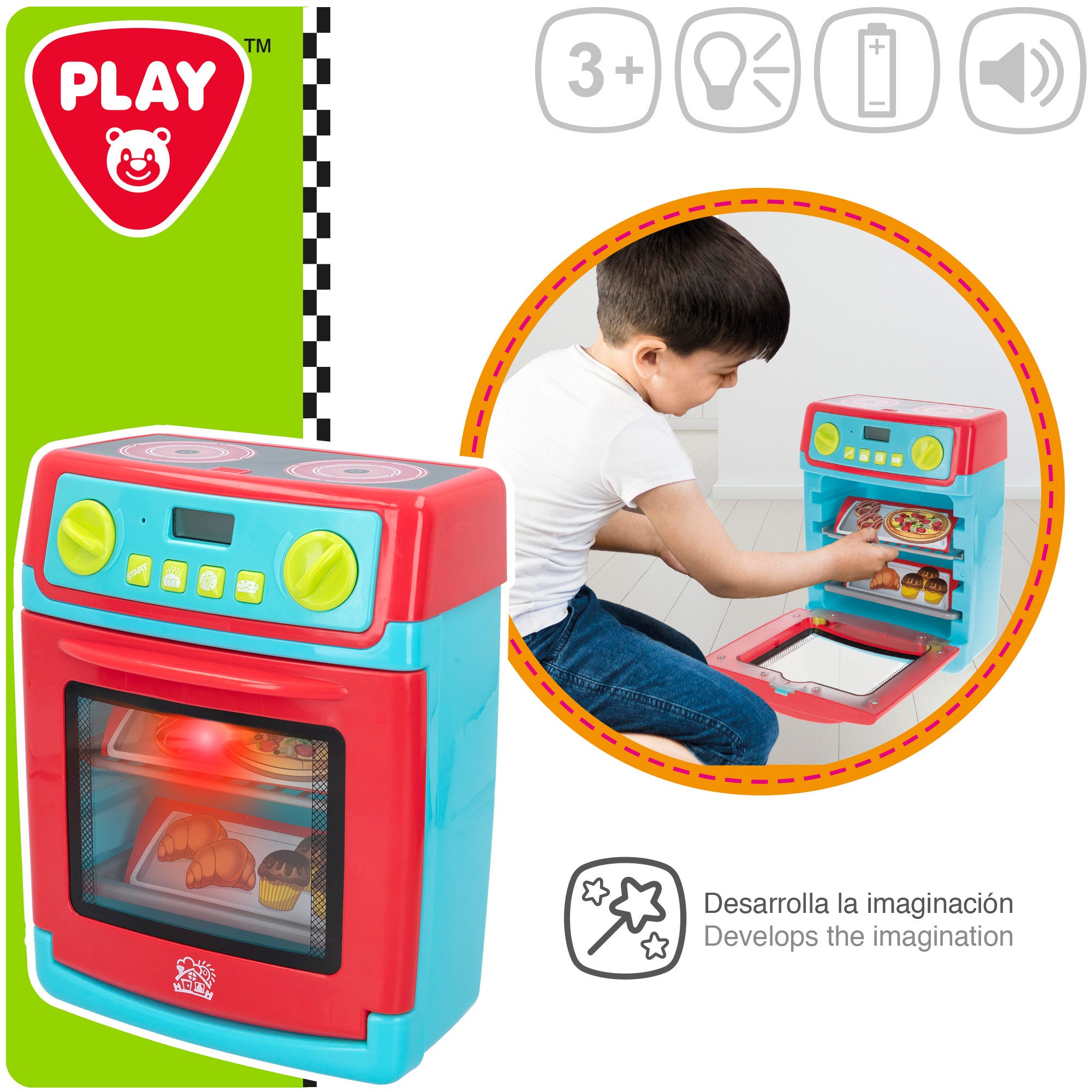 PLAY Horno de juguete para niños con luz y sonido