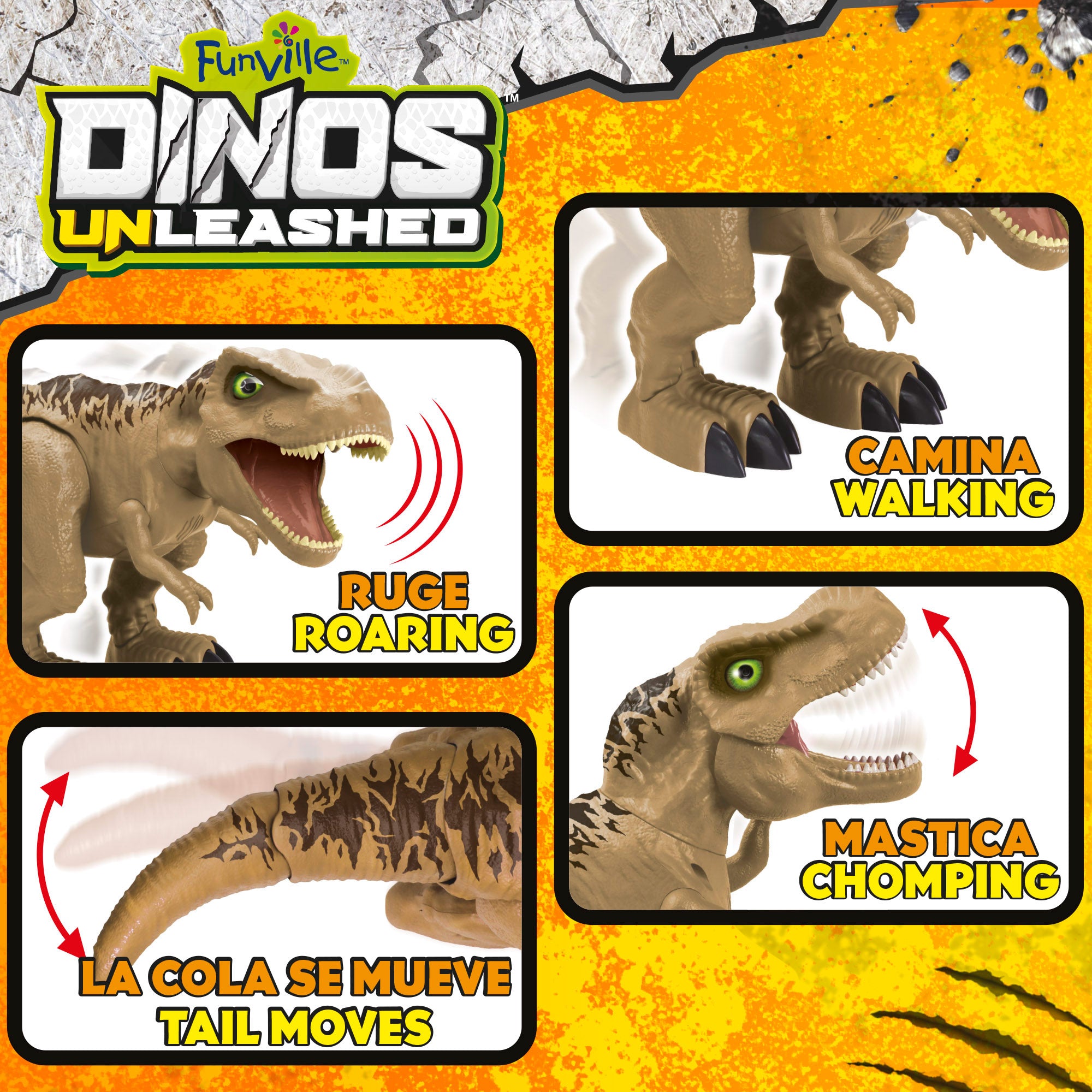 Dinosaurio T-Rex interactivo con movimientos y sonidos realistas Dinos Unleashed