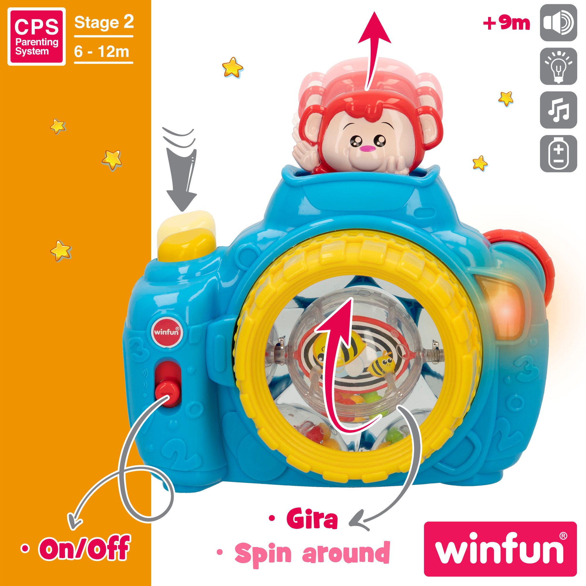 Winfun Cámara de juguete con luz y sonido