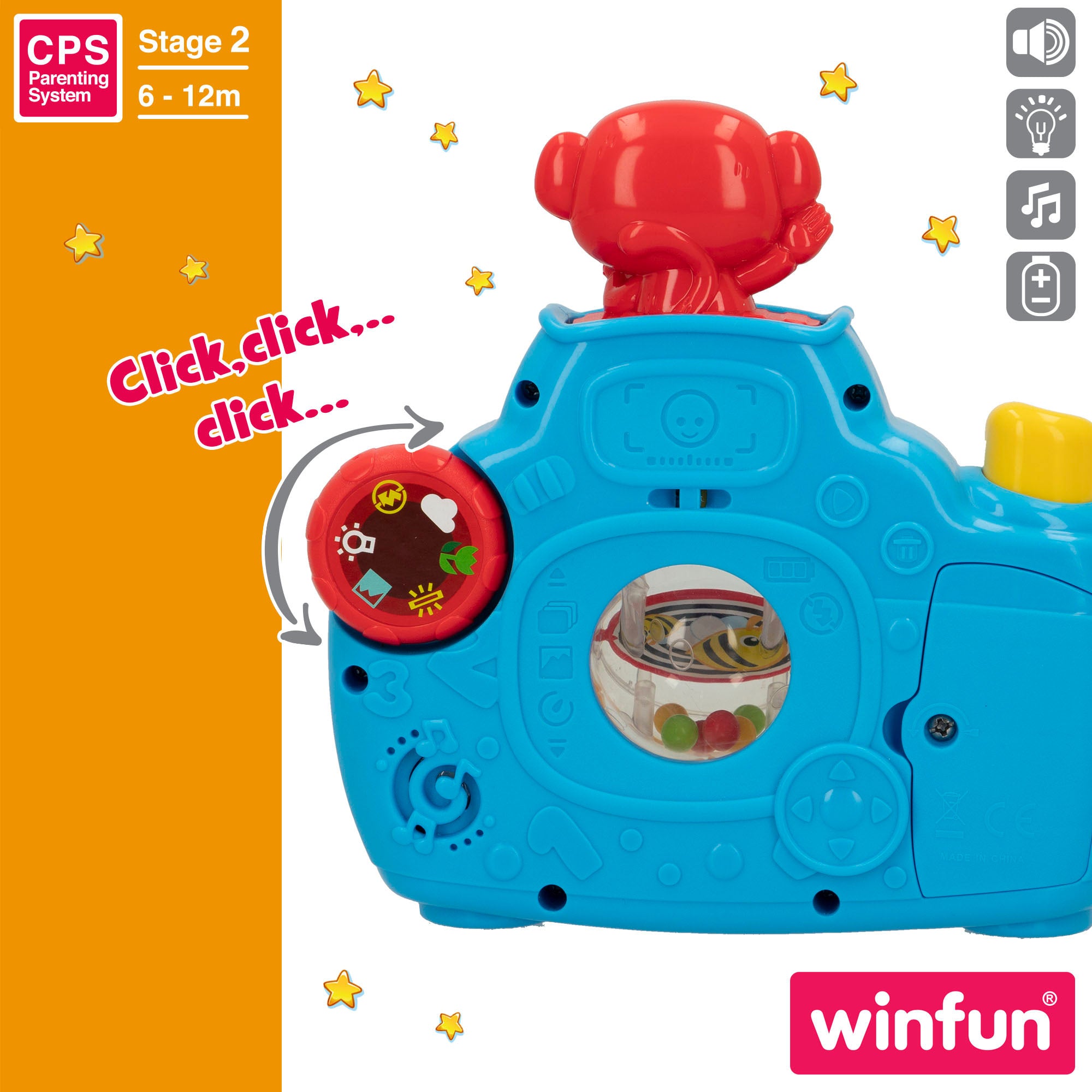 Winfun Cámara de juguete con luz y sonido