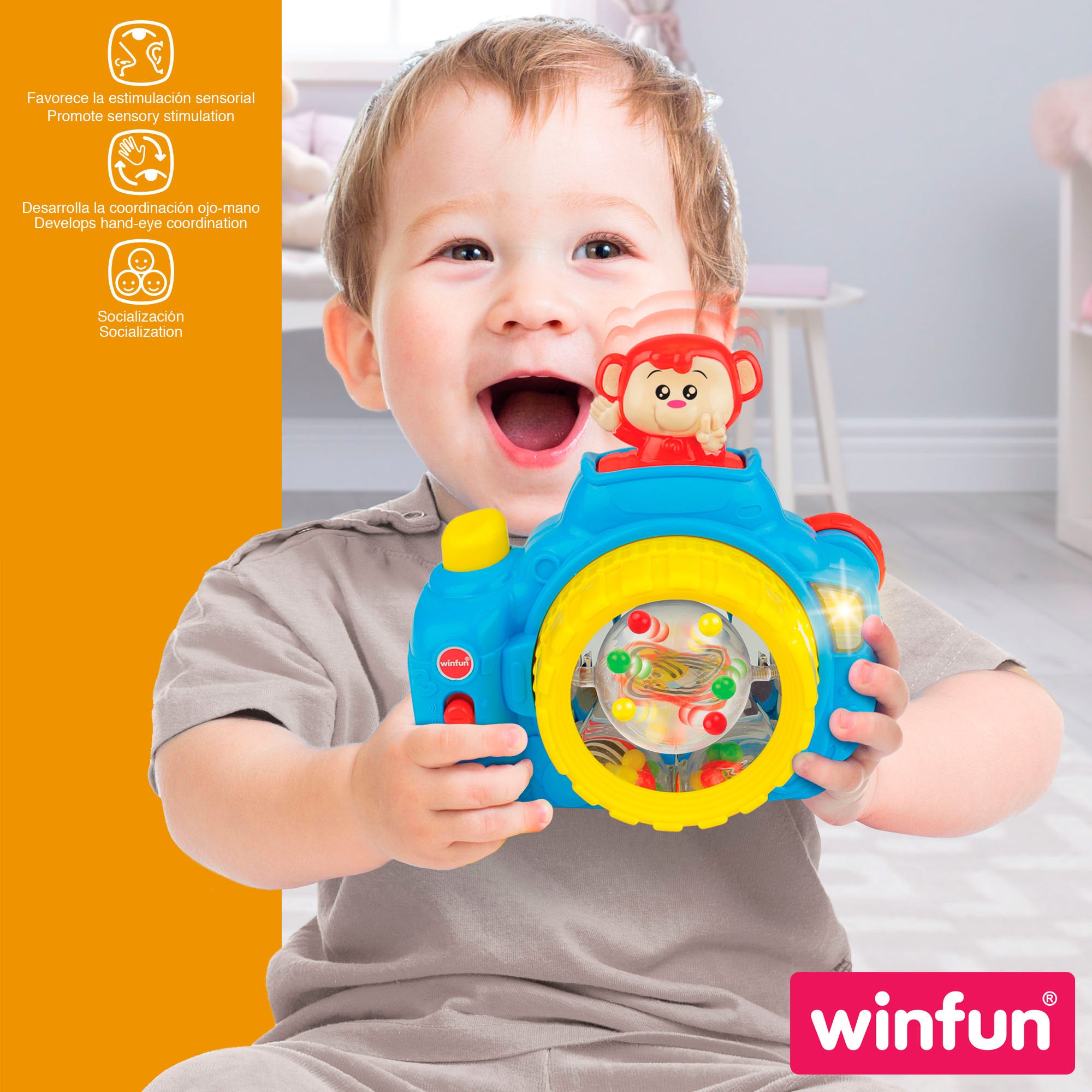 Winfun Cámara de juguete con luz y sonido