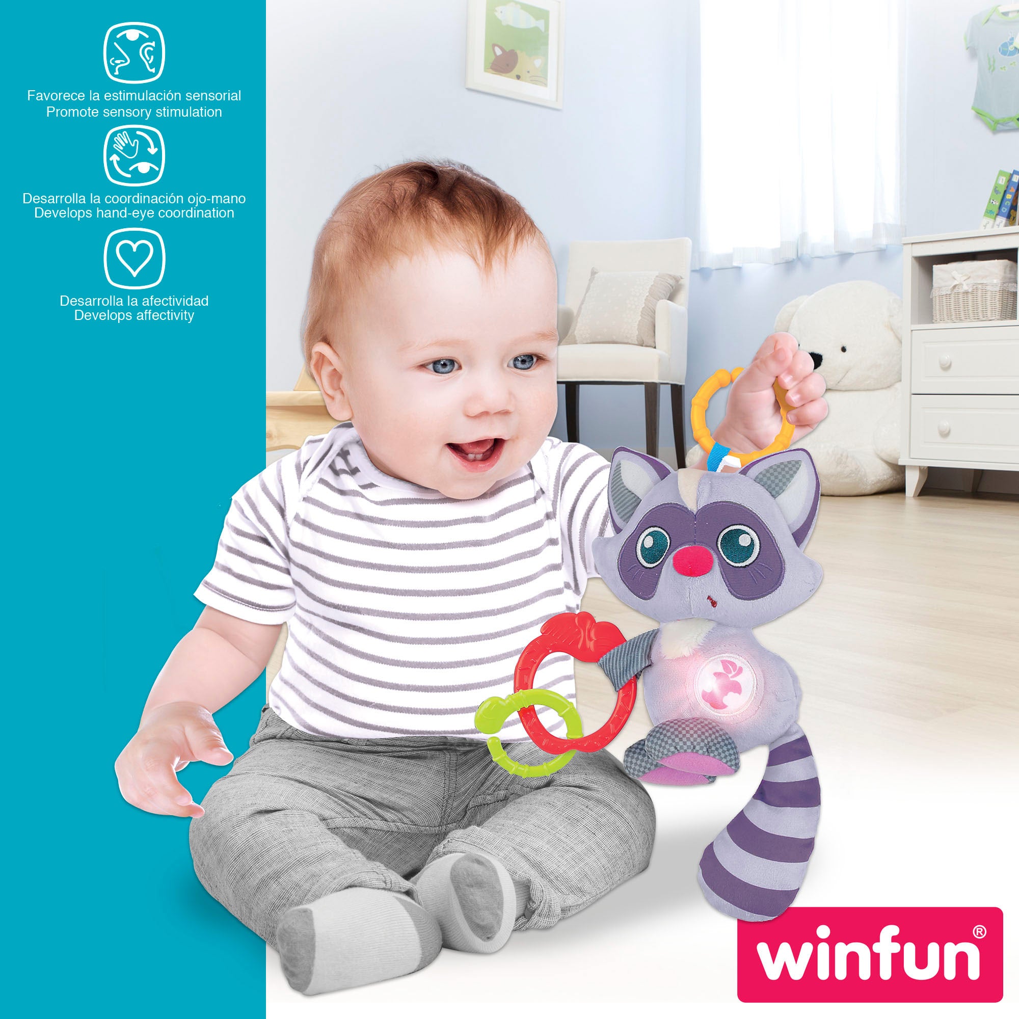 Winfun Peluche sonajero mapache