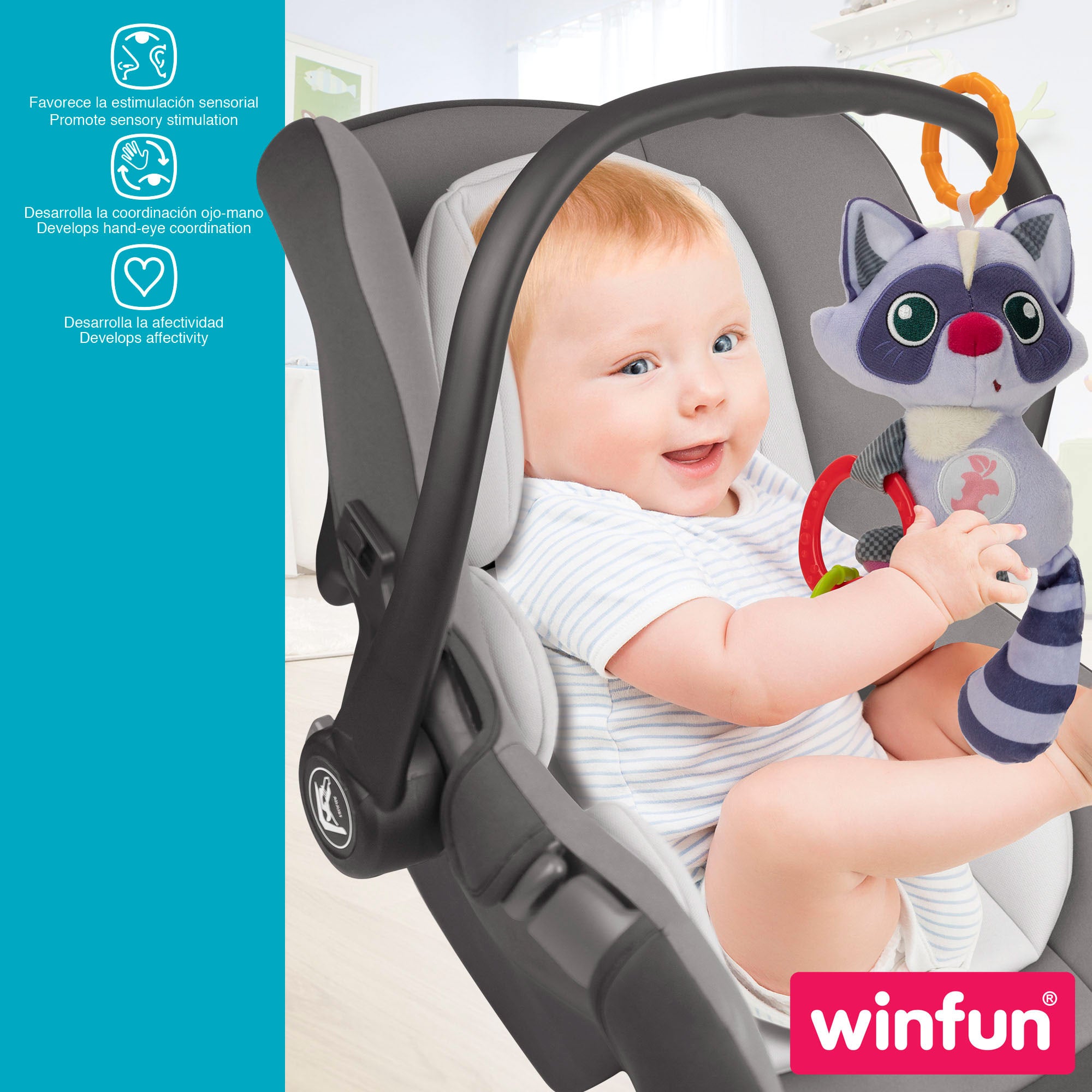 Winfun Peluche sonajero mapache