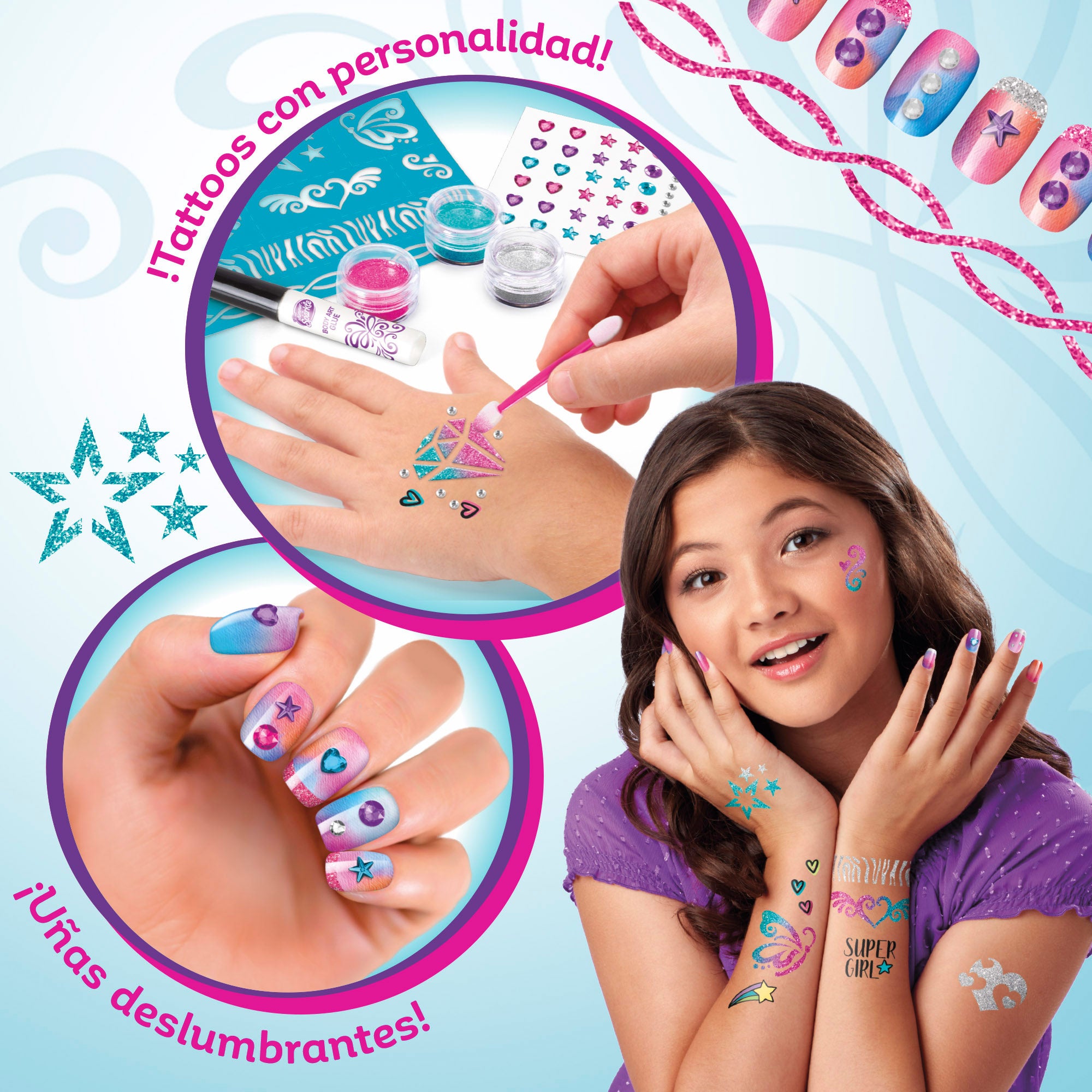 Shimmer 'n Sparkle Centro de uñas y tatuajes para niñas