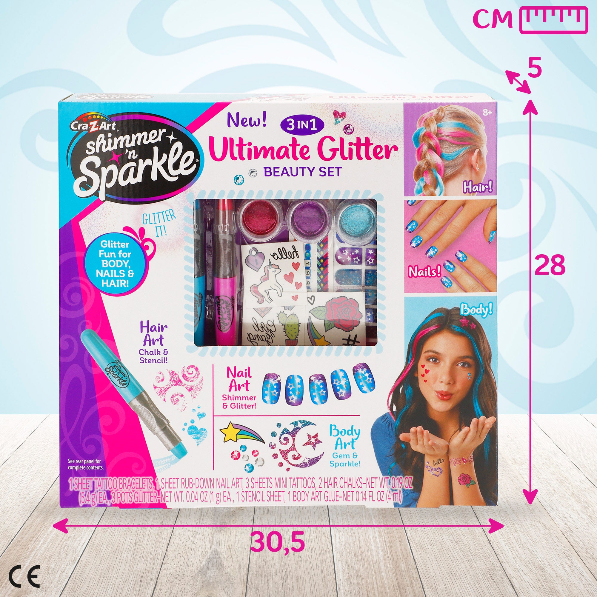 Shimmer 'n Sparkle Set de purpurina para uñas, cuerpo y pelo