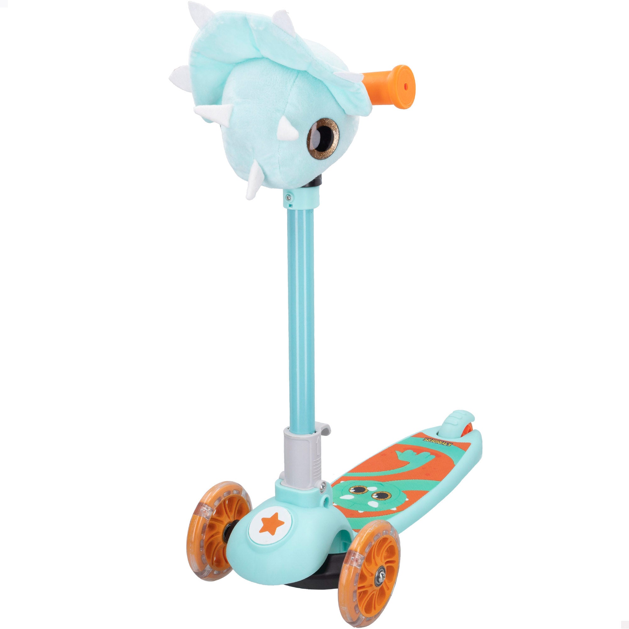 Patinete 3 ruedas dinosaurio plegable con luces y peluche K3YRIDERS