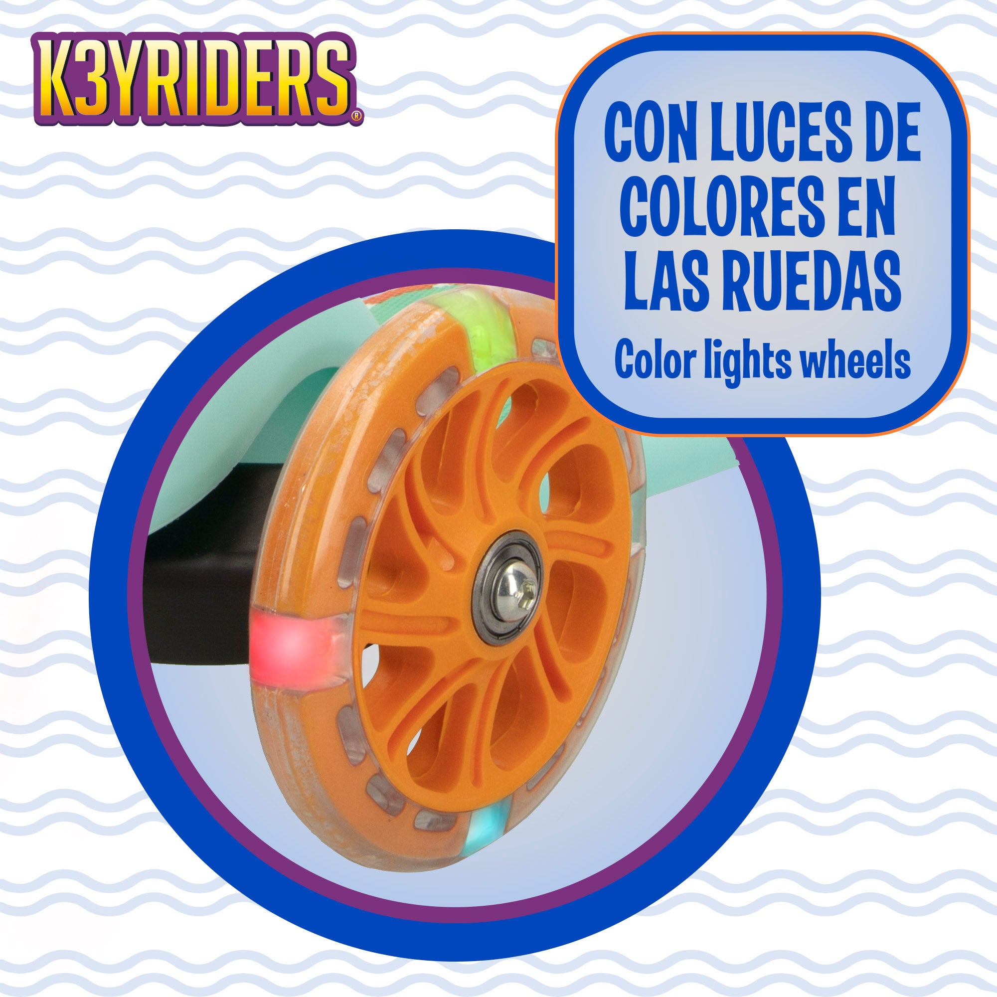 Patinete 3 ruedas dinosaurio plegable con luces y peluche K3YRIDERS