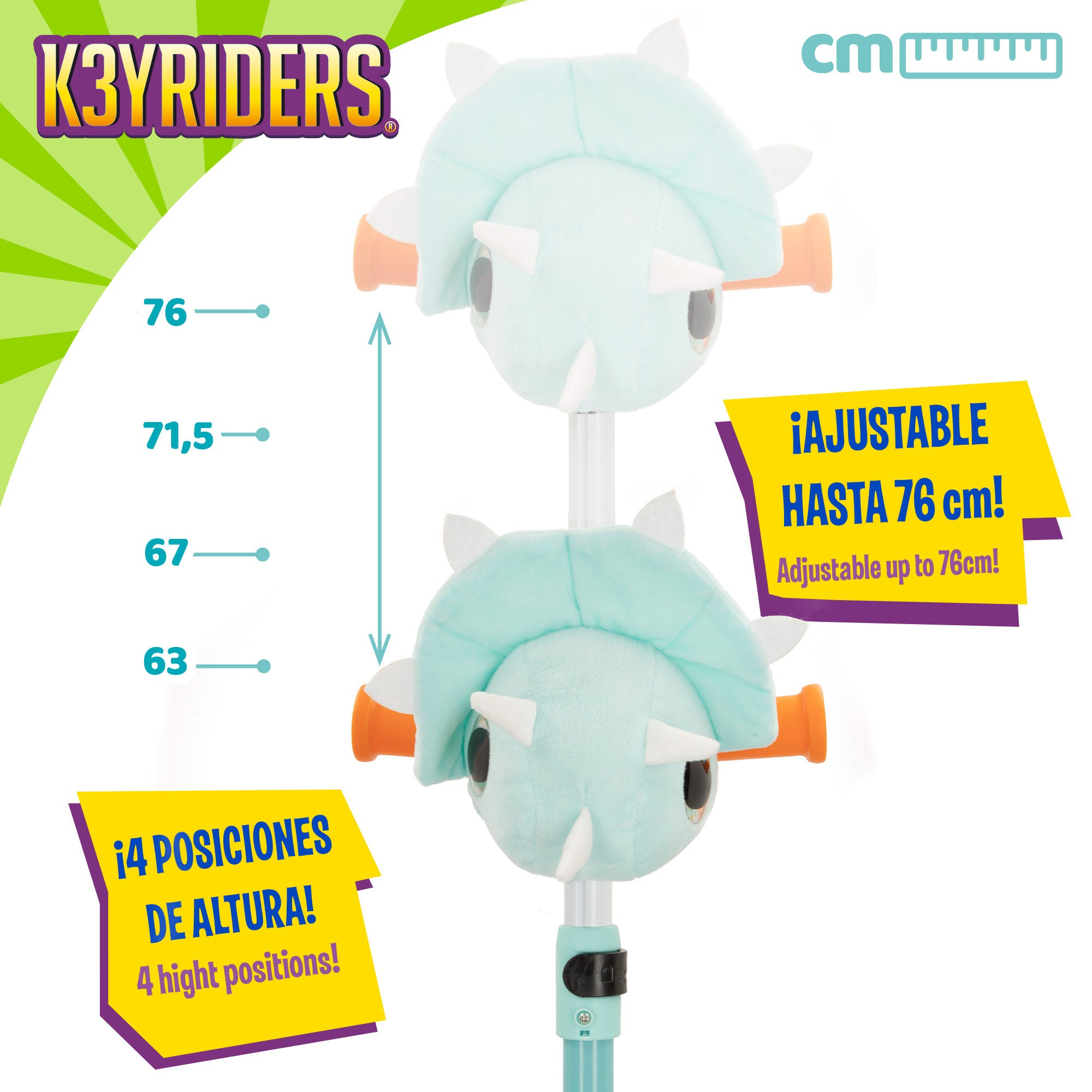 Patinete 3 ruedas dinosaurio plegable con luces y peluche K3YRIDERS