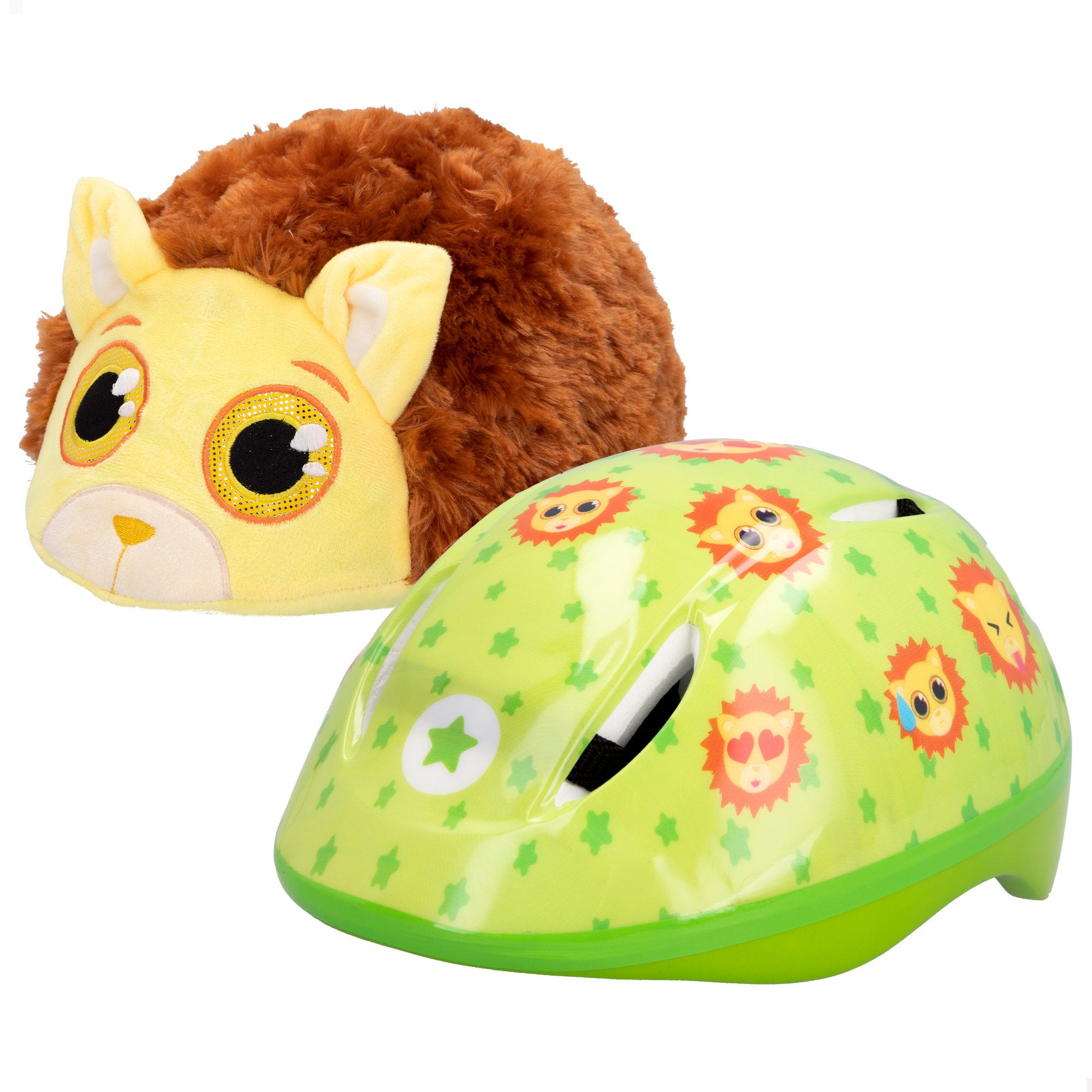 Casco infantil con funda de peluche de león K3YRIDERS