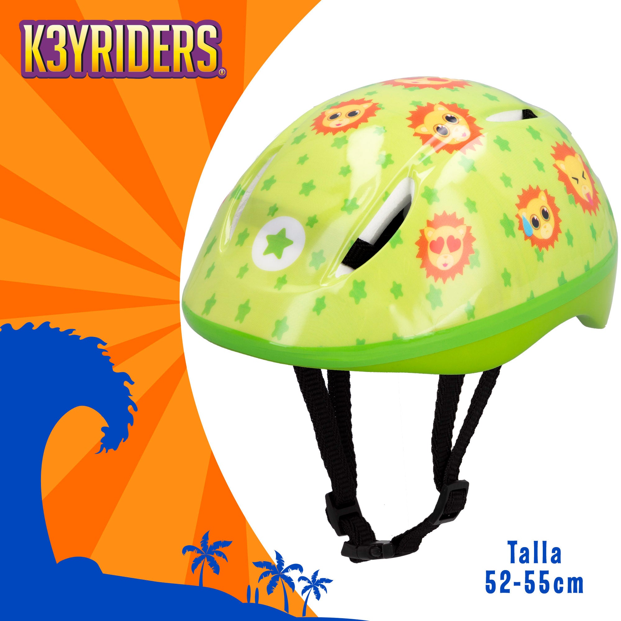 Casco infantil con funda de peluche de león K3YRIDERS