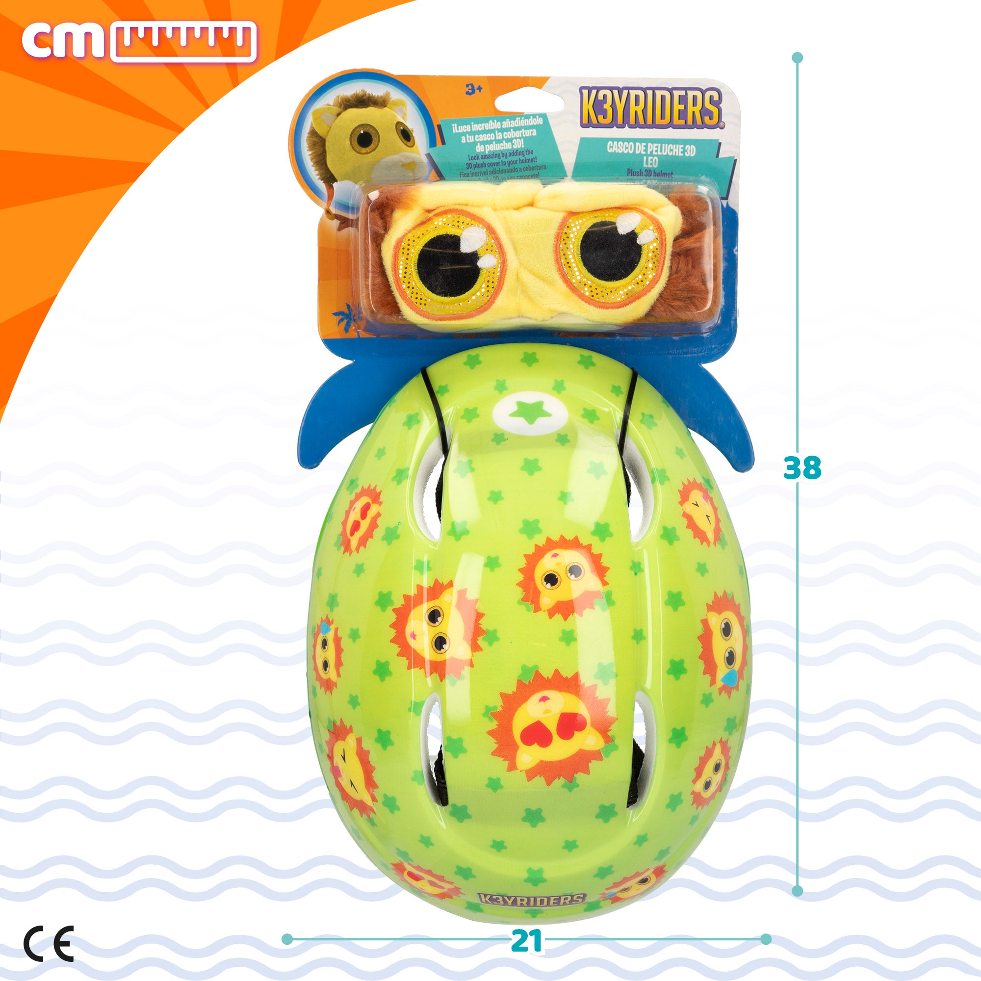 Casco infantil con funda de peluche de león K3YRIDERS