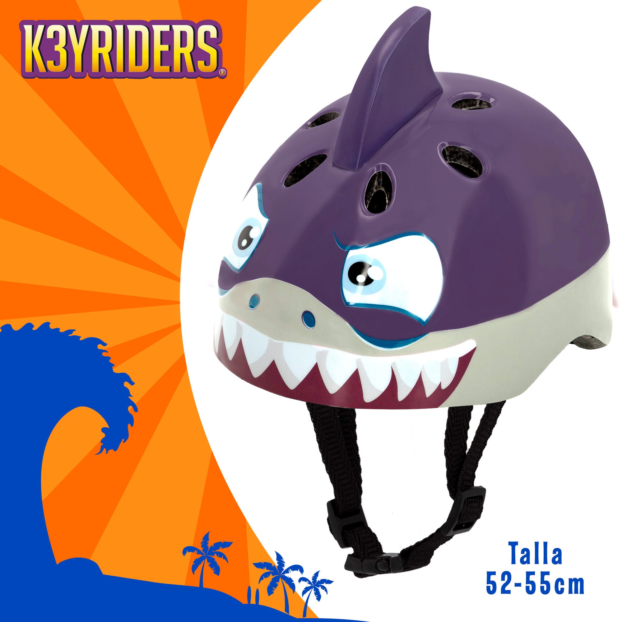 Casco 3D patinete tiburón K3YRIDERS