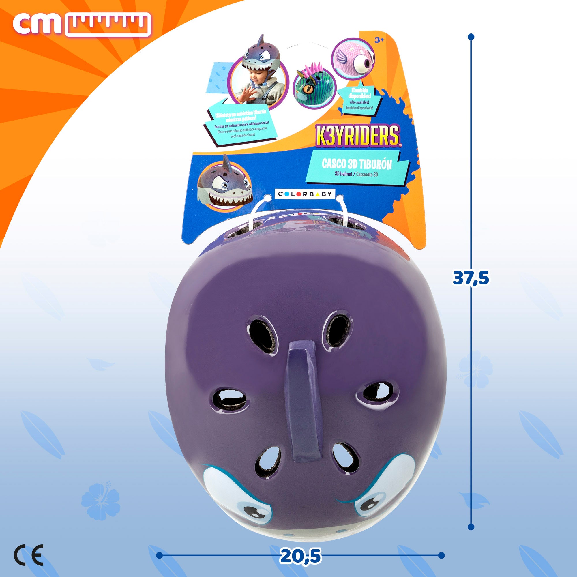 Casco 3D patinete tiburón K3YRIDERS