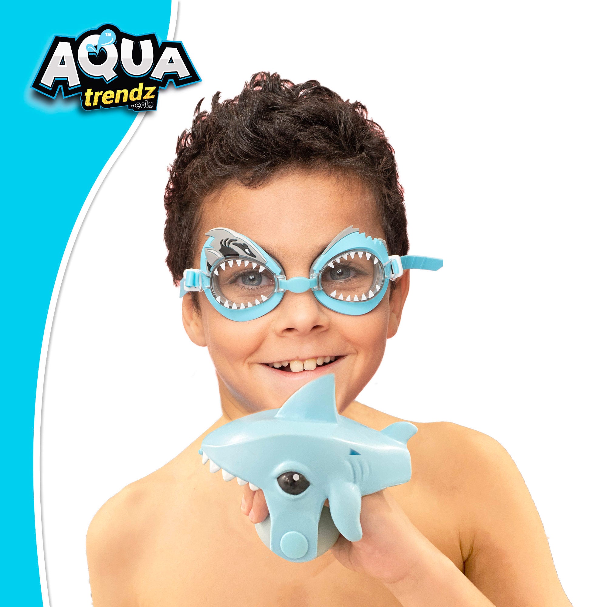 Gafas de buceo y lanzador de agua en forma de tiburón Aqua Trendz