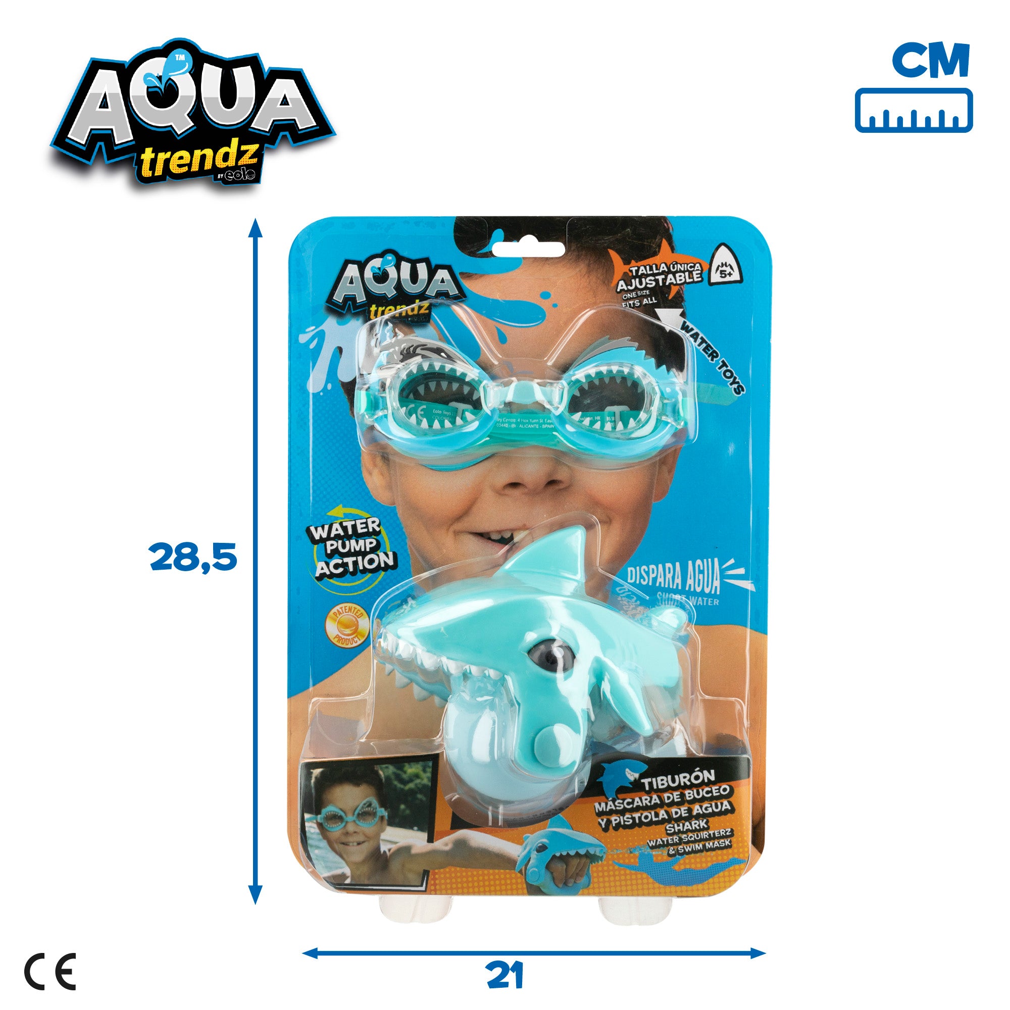 Gafas de buceo y lanzador de agua en forma de tiburón Aqua Trendz