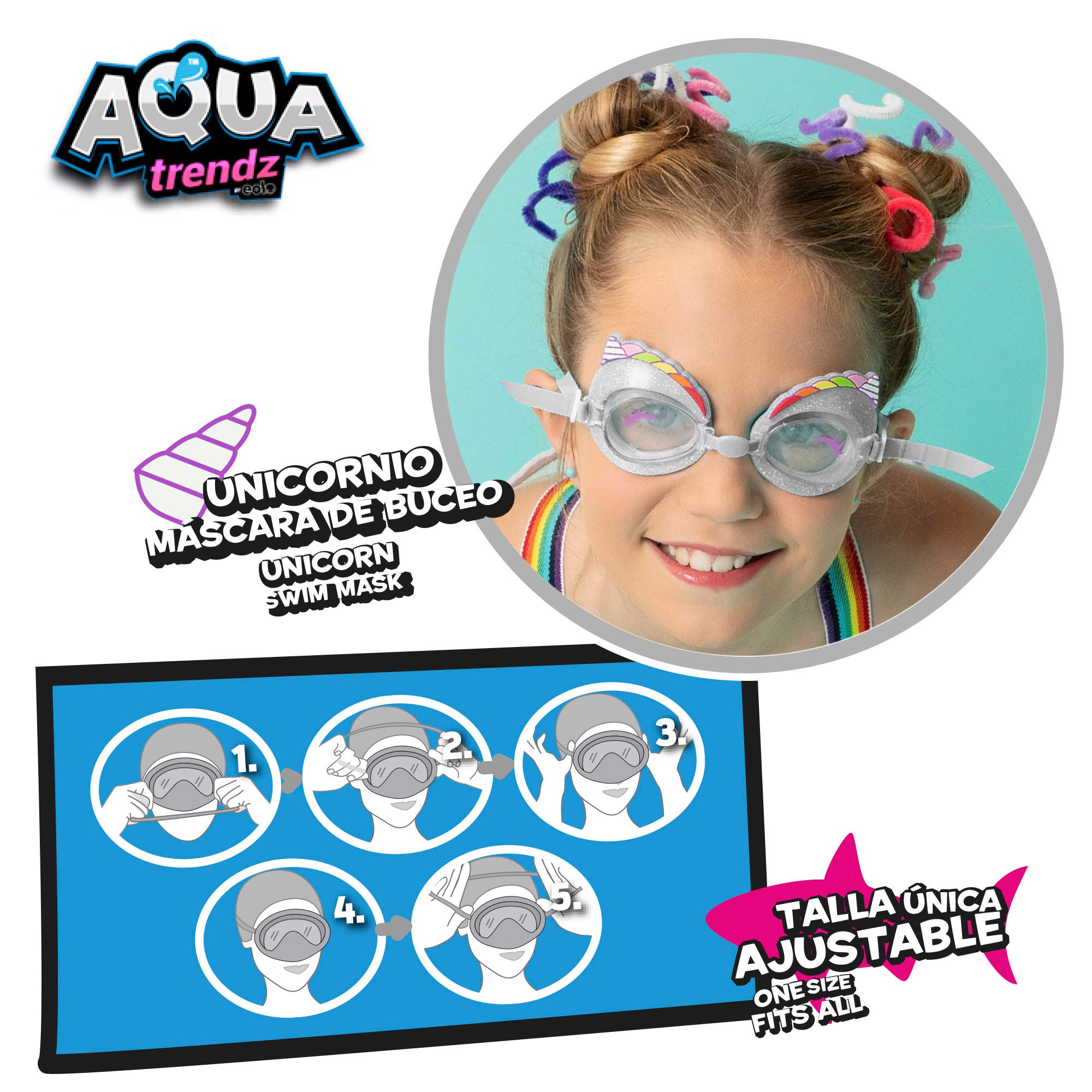 Gafas de buceo y lanzador de agua en forma de unicornio Aqua Trendz