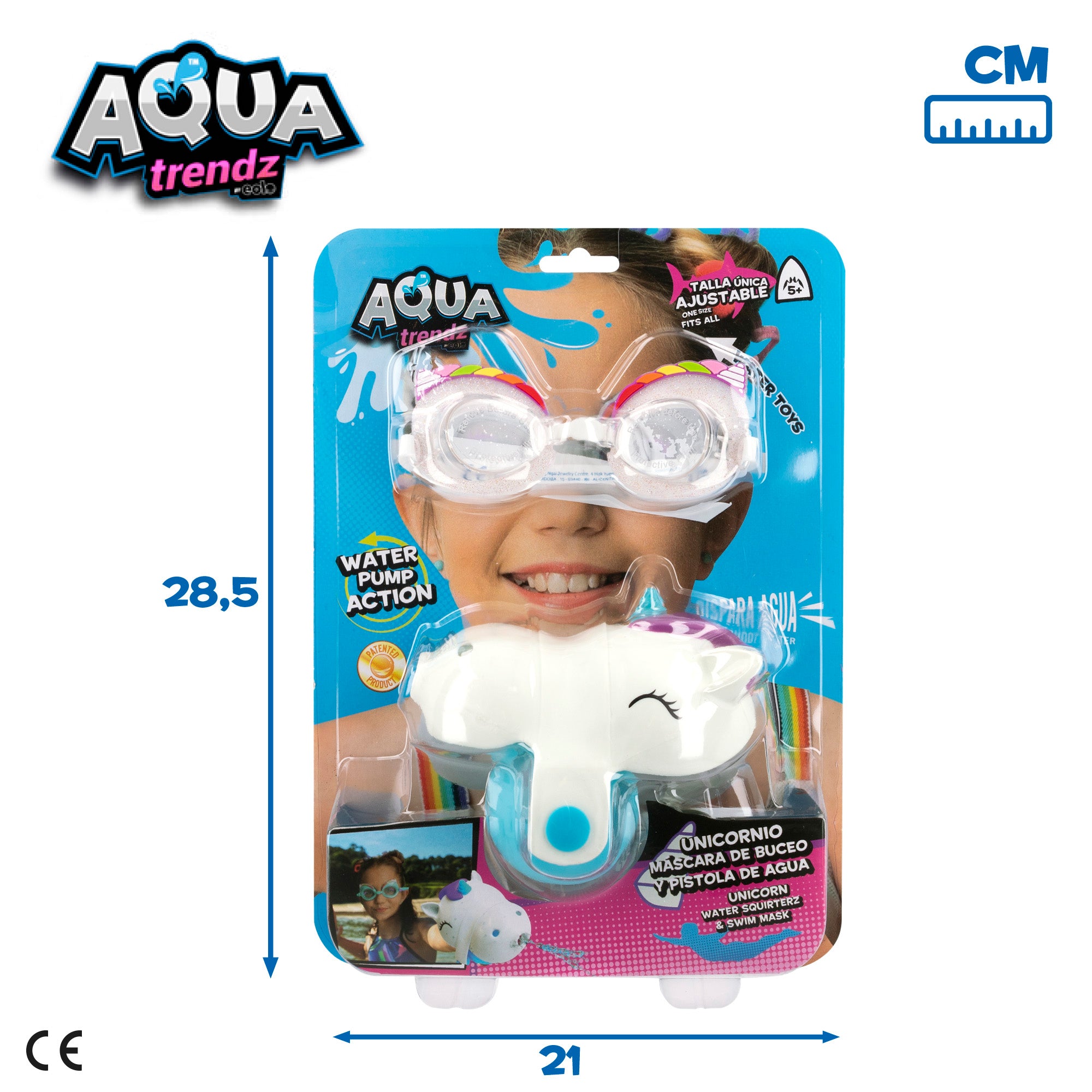 Gafas de buceo y lanzador de agua en forma de unicornio Aqua Trendz