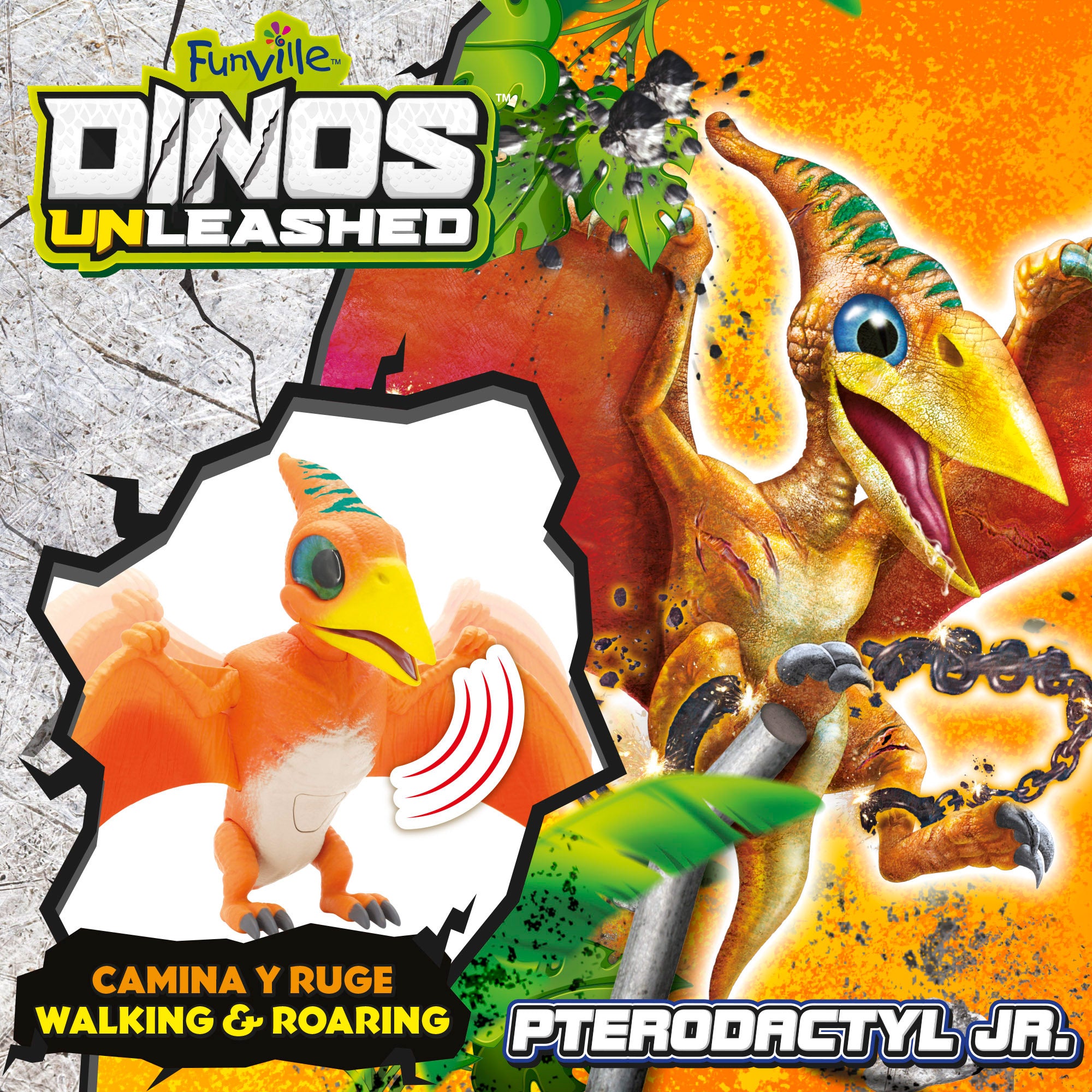 Dinosaurio interactivo Pterodáctilo c/sonido y movimiento Dinos Unleashed