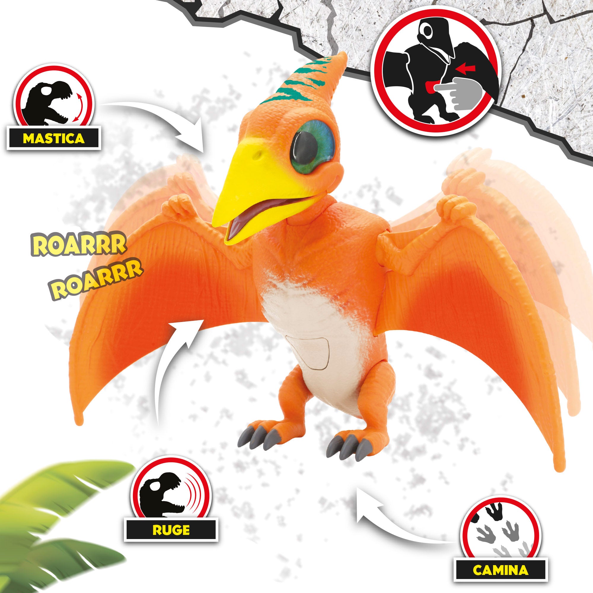 Dinosaurio interactivo Pterodáctilo c/sonido y movimiento Dinos Unleashed