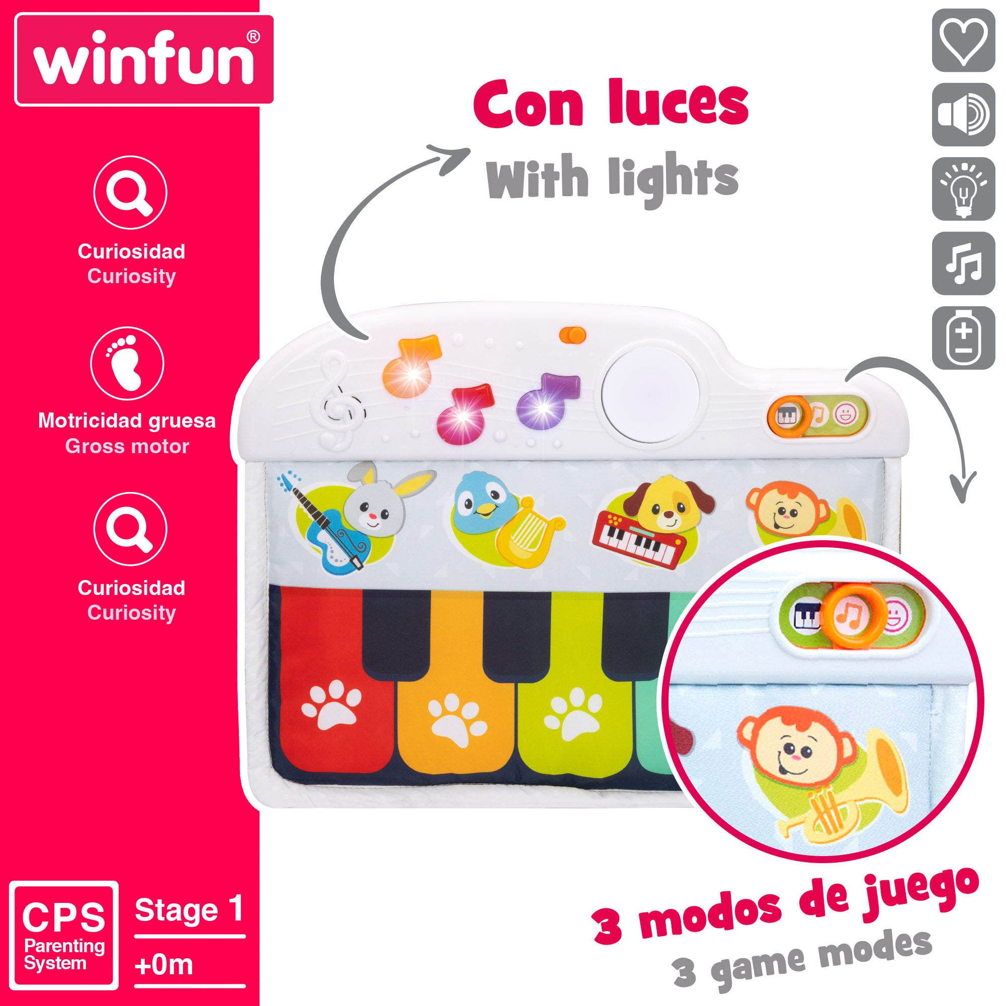 Winfun Piano para bebés c/luz y sonido