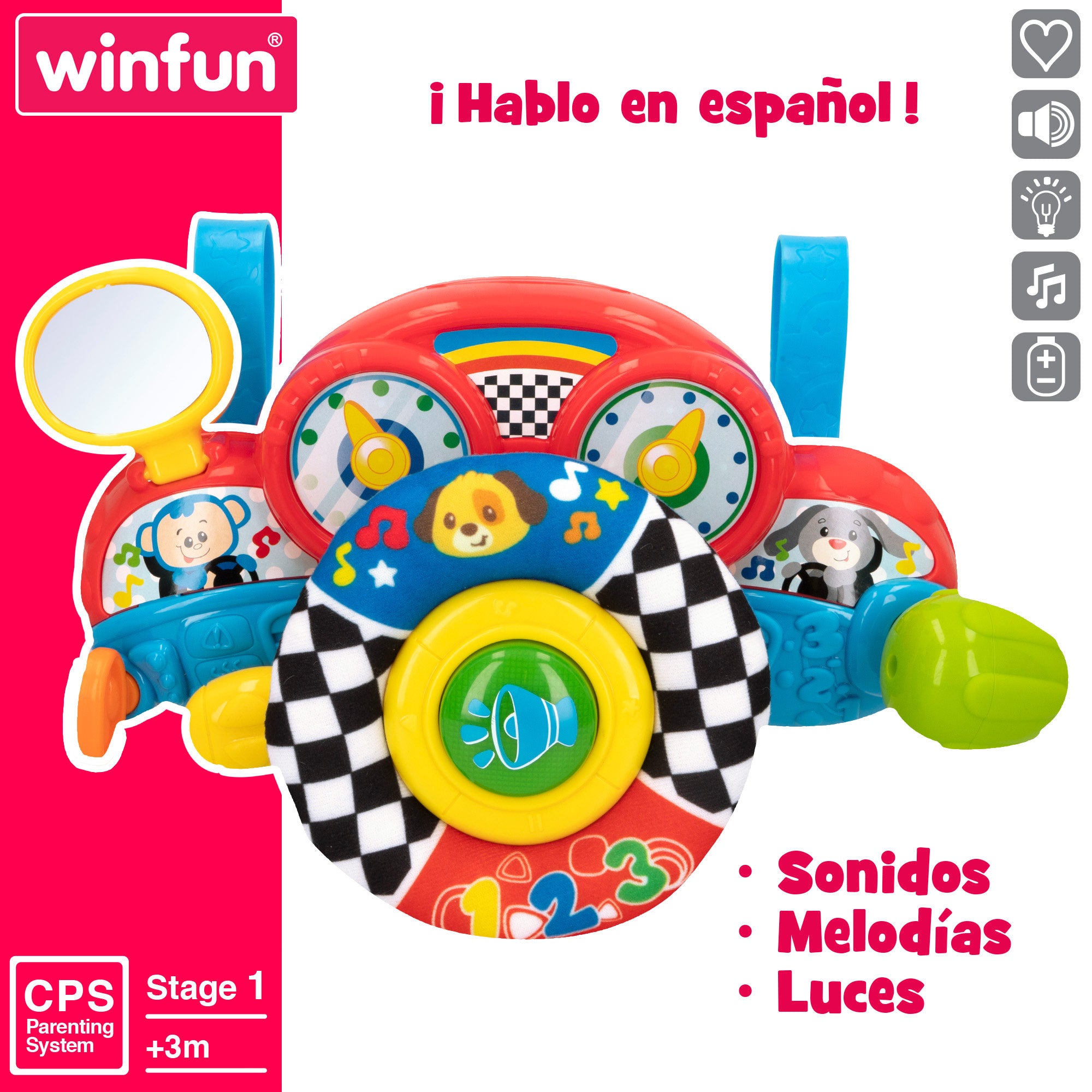 Winfun Volante para carro bebé 2 en 1 con luz y sonido
