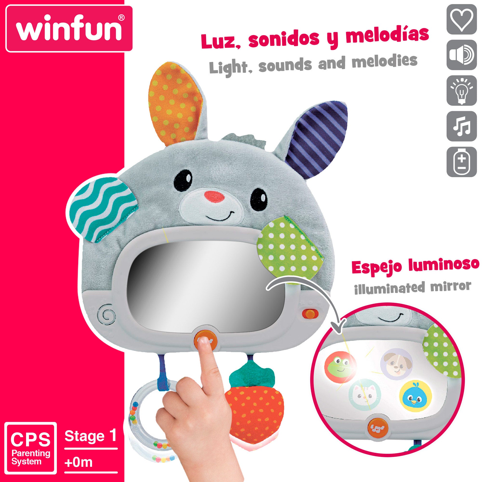 Winfun Espejo para cuna interactivo con luz y sonido