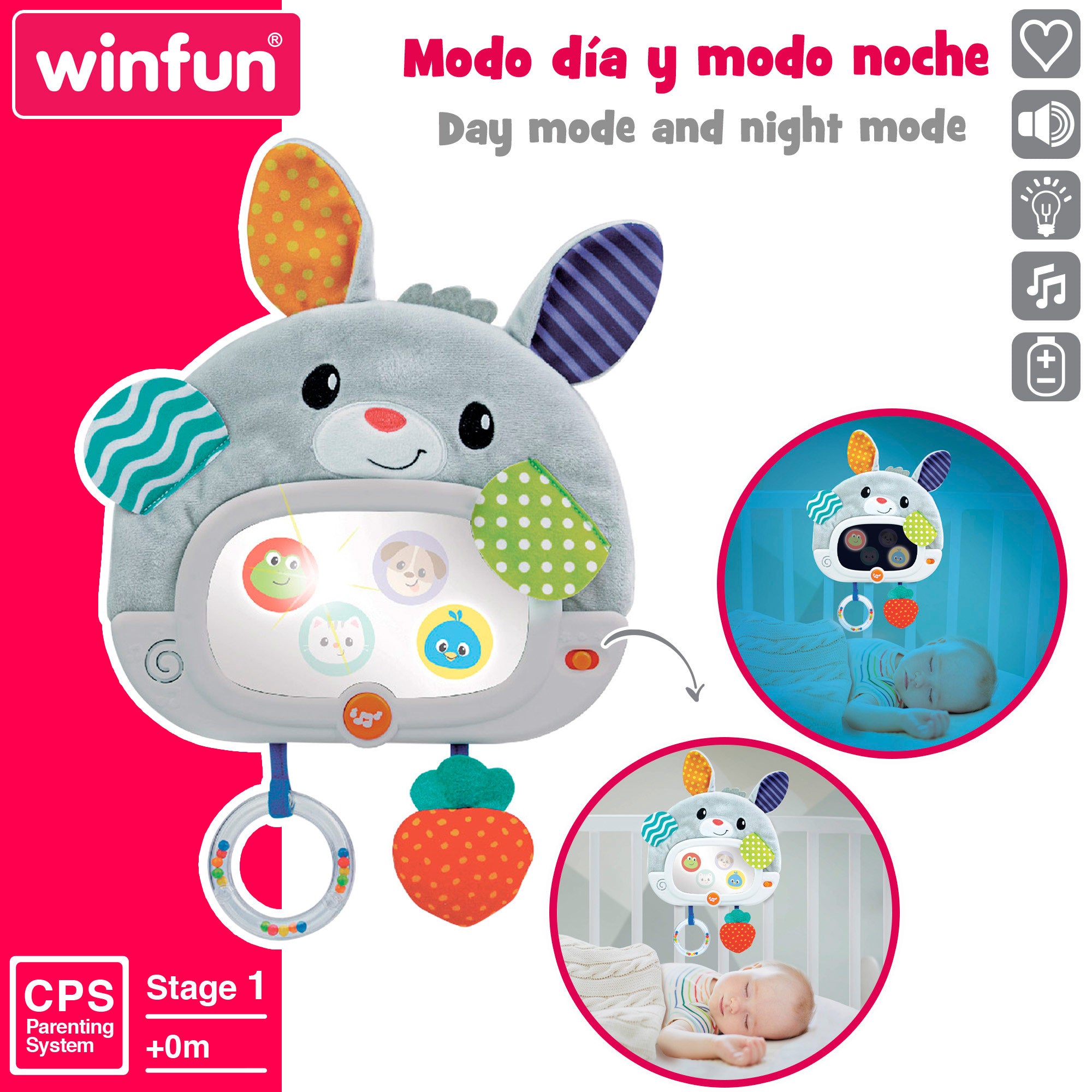 Winfun Espejo para cuna interactivo con luz y sonido