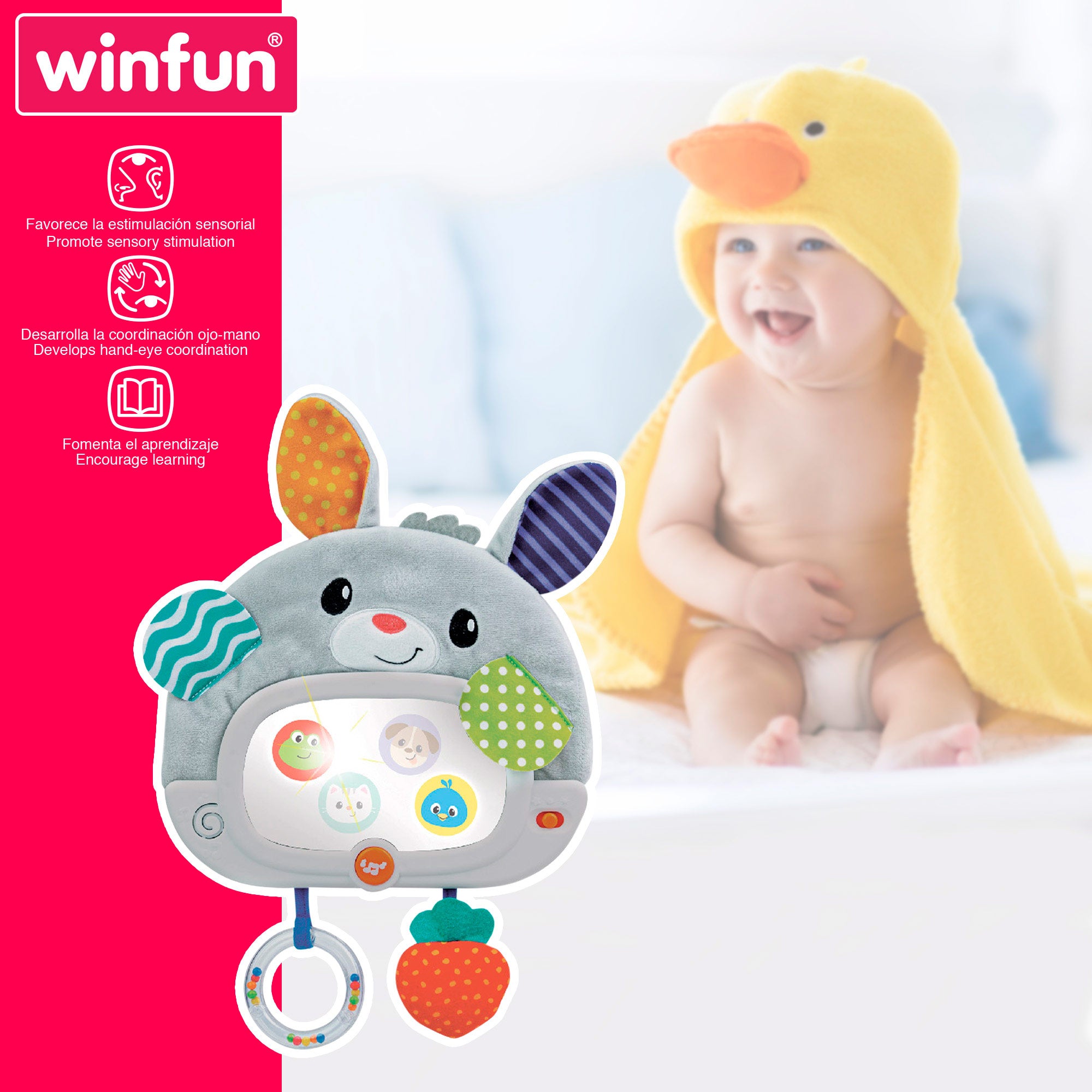 Winfun Espejo para cuna interactivo con luz y sonido