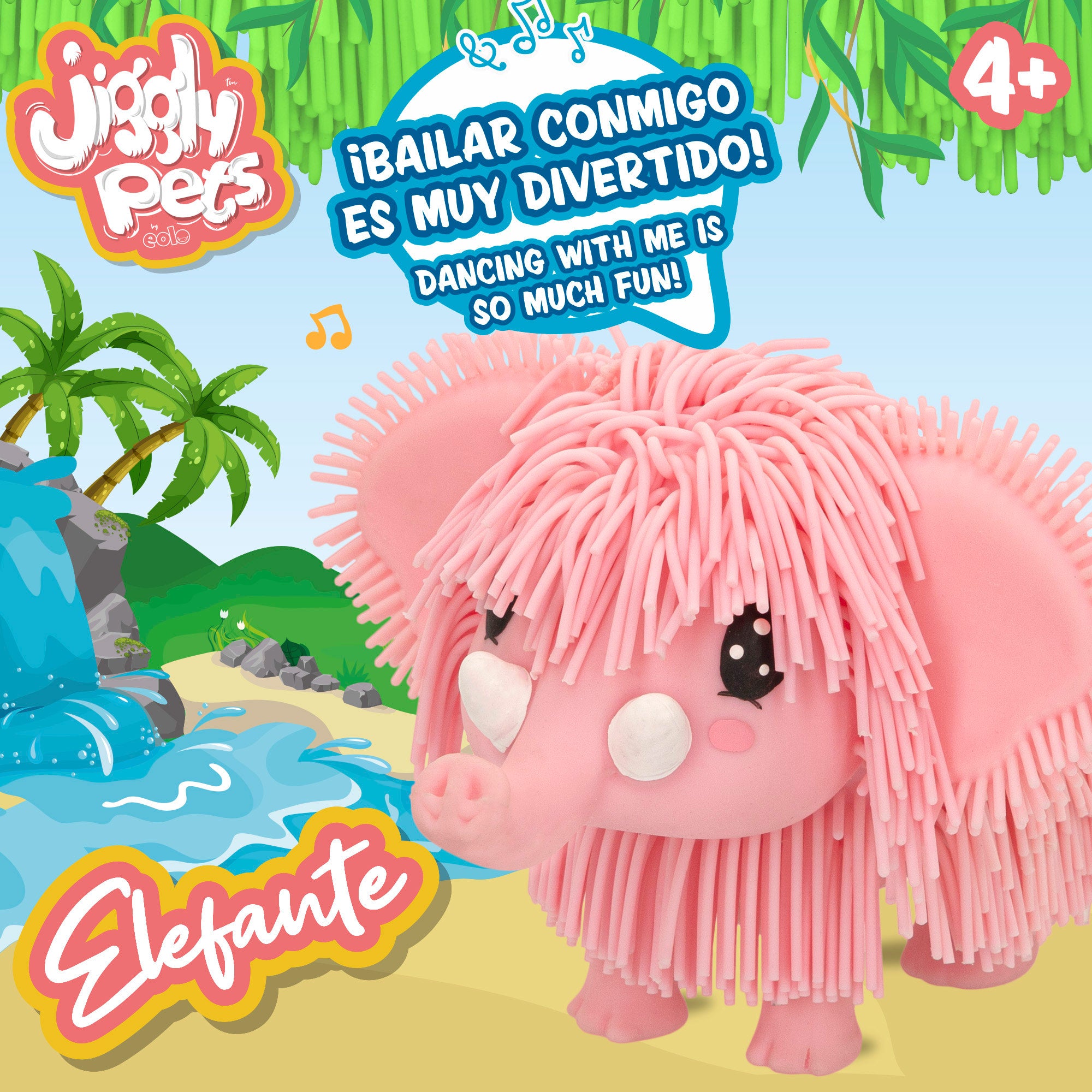 Jiggly Pets Elefante de juguete andador c/música y sonido rosa