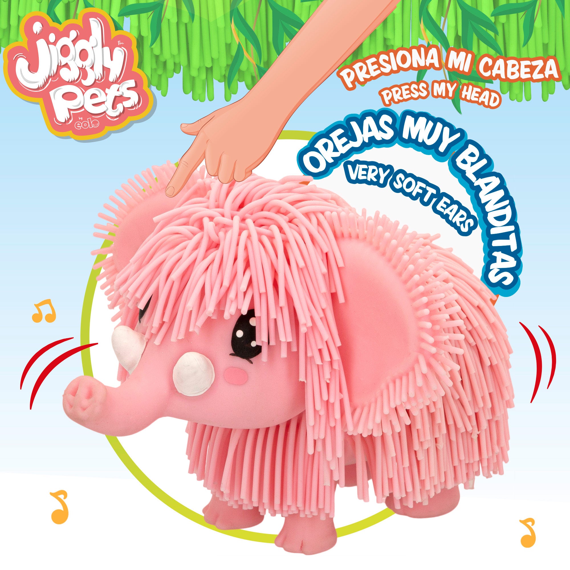 Jiggly Pets Elefante de juguete andador c/música y sonido rosa