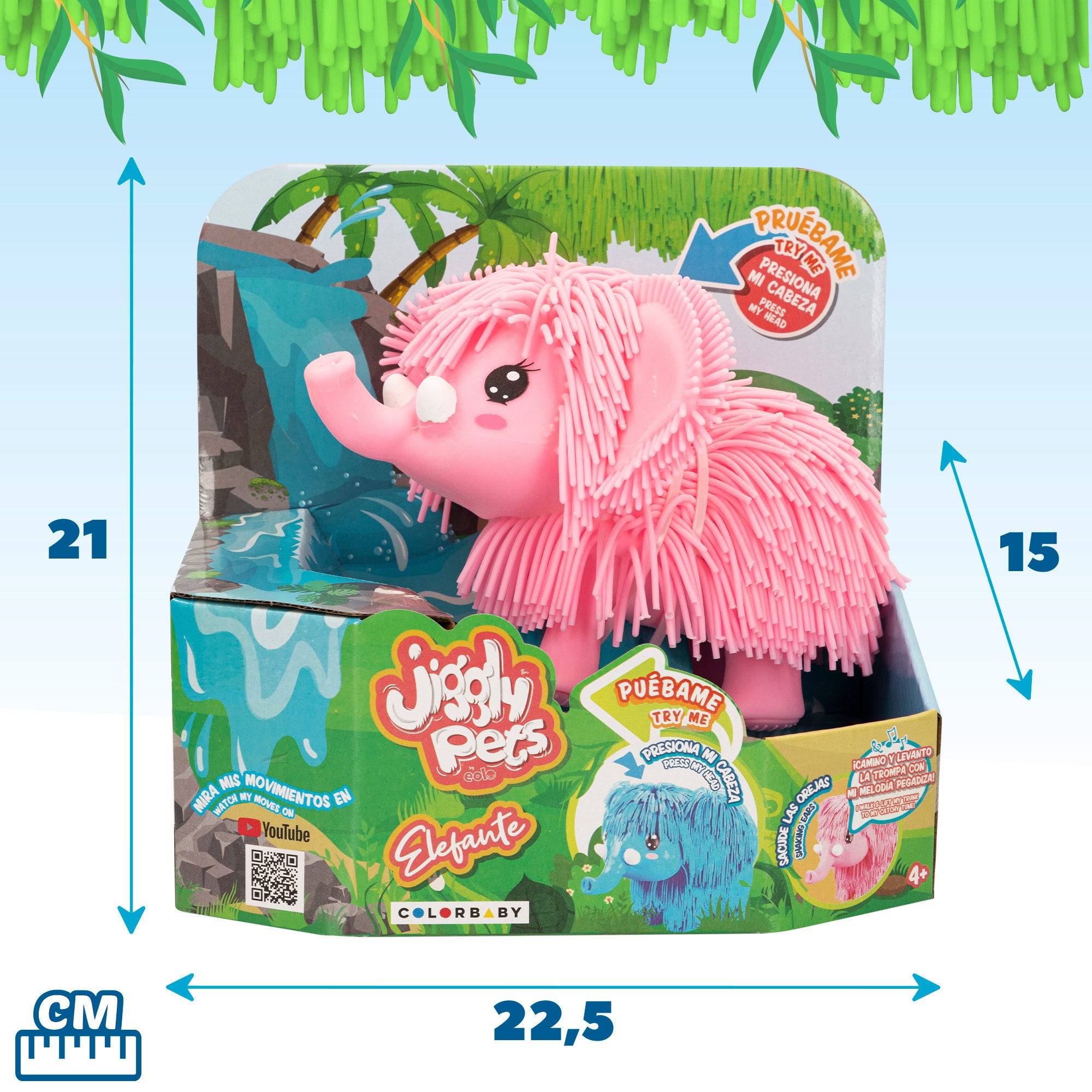 Jiggly Pets Elefante de juguete andador c/música y sonido rosa