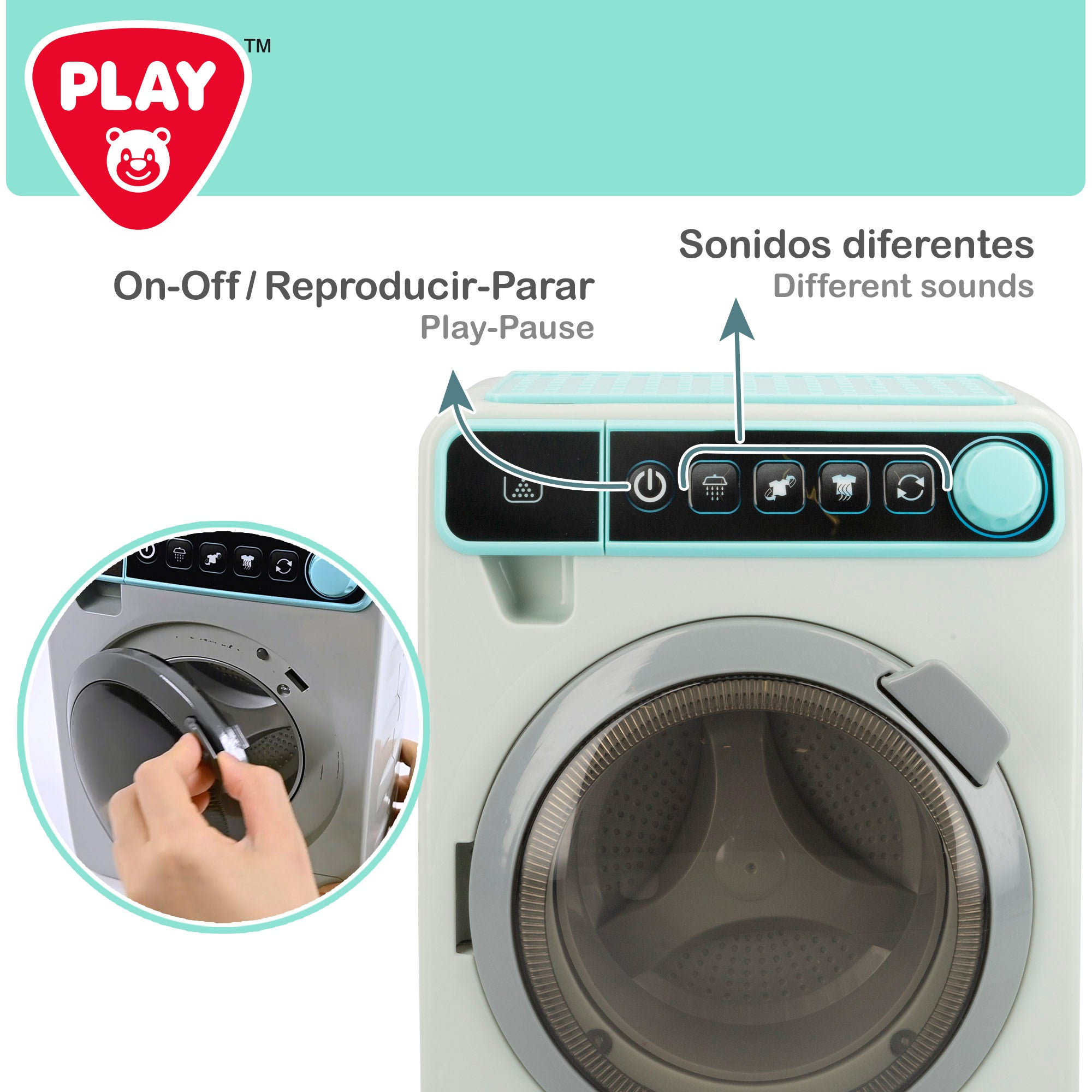 PLAY Lavadora juguete con luz y sonido