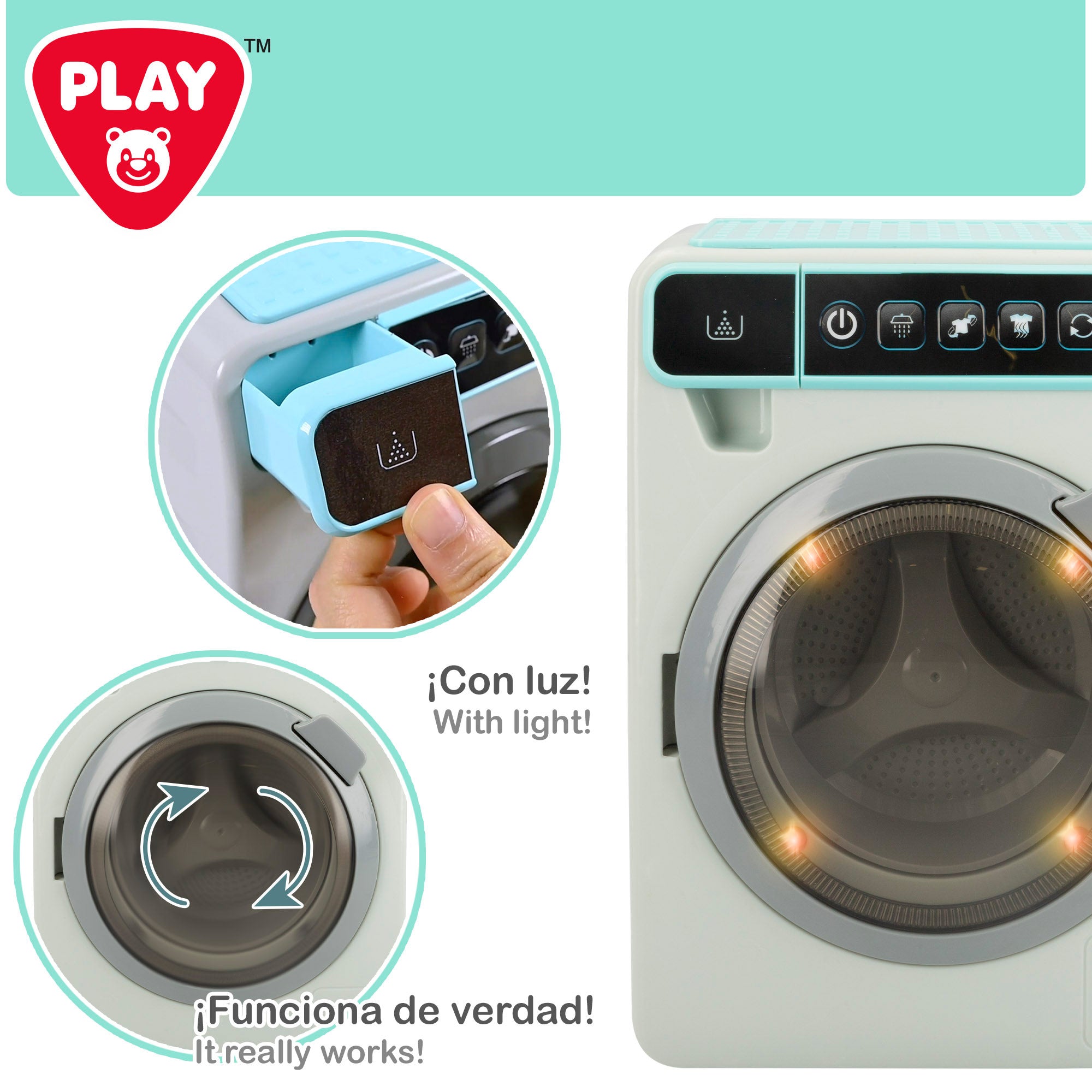 PLAY Lavadora juguete con luz y sonido