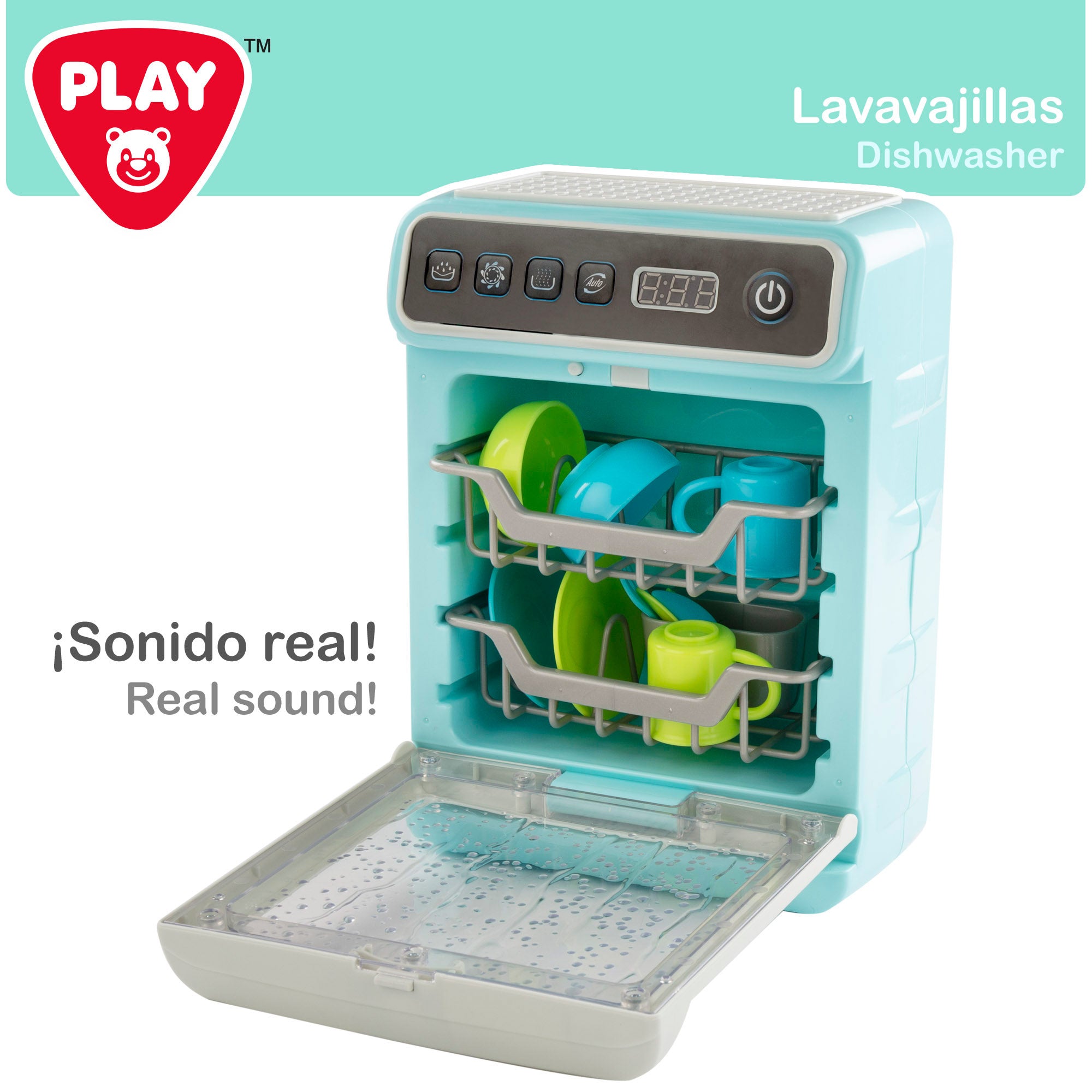 PLAY Lavavajillas juguete con luz, sonido y accesorios