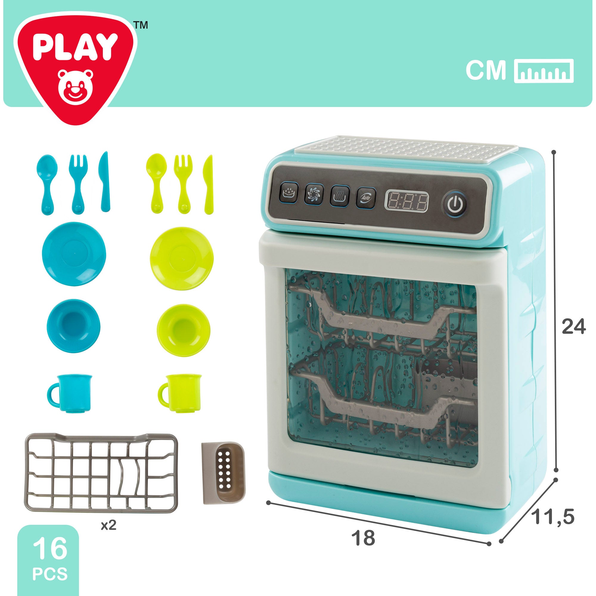 PLAY Lavavajillas juguete con luz, sonido y accesorios