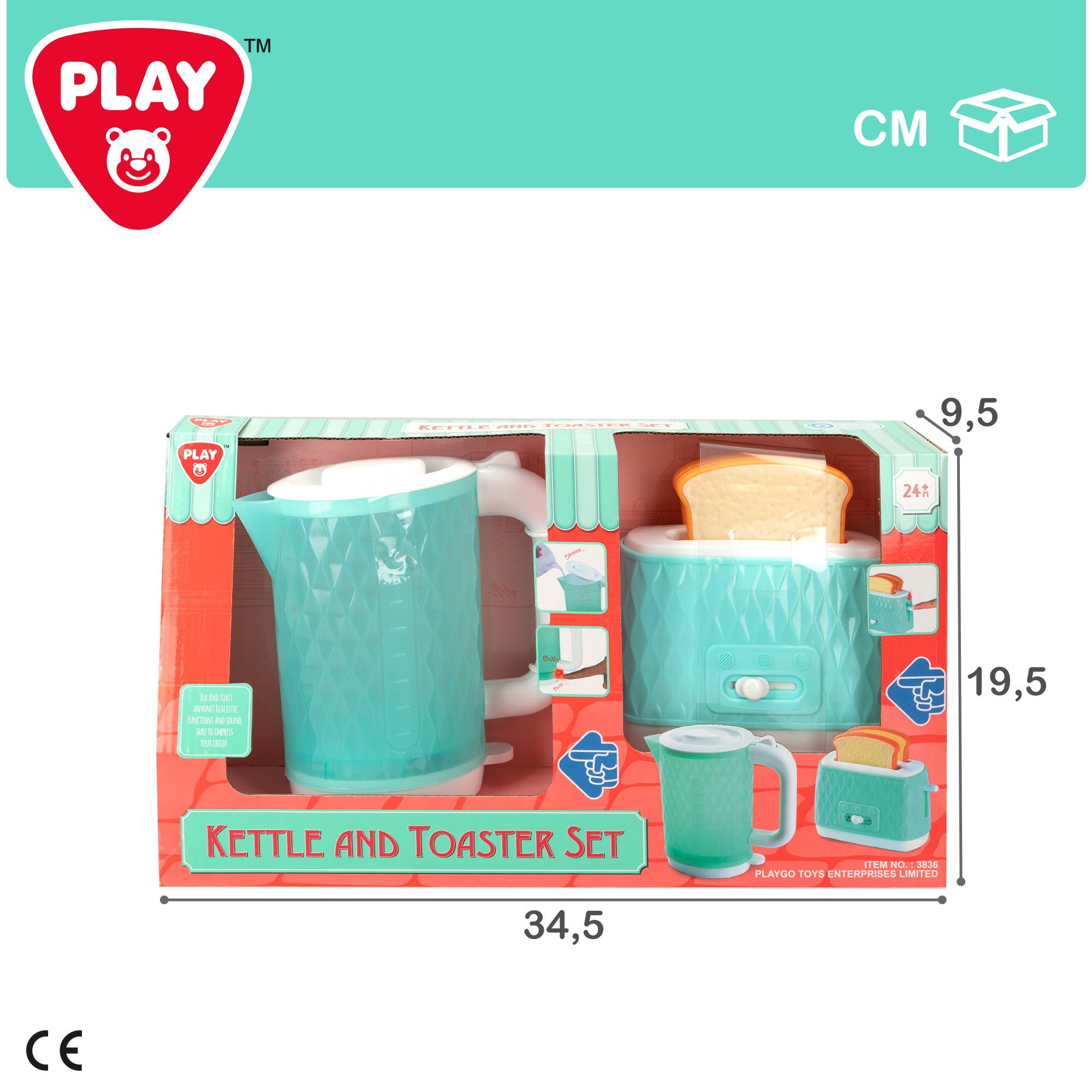 PLAY Set tostadora y hervidor de juguete con luz y sonido