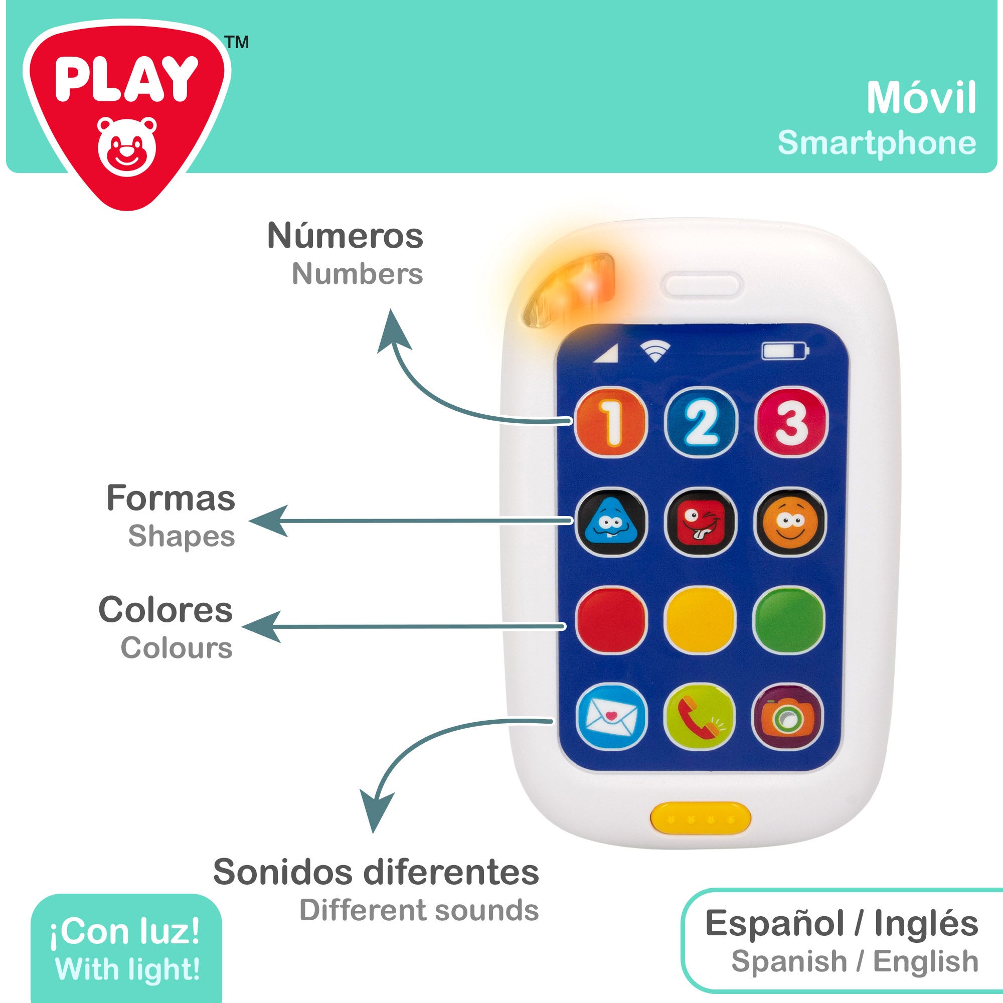 PLAY Set mandos y teléfono bebé juguete con luz y sonido