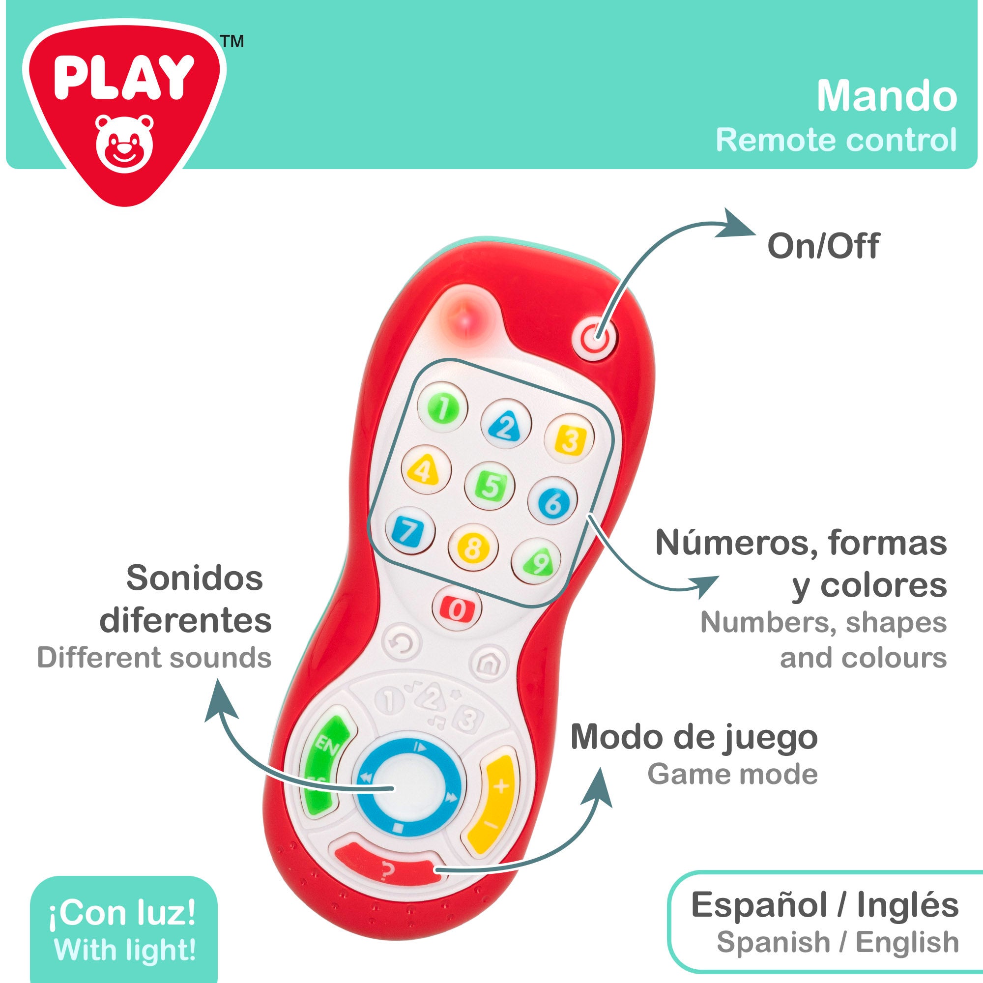 PLAY Set mandos y teléfono bebé juguete con luz y sonido