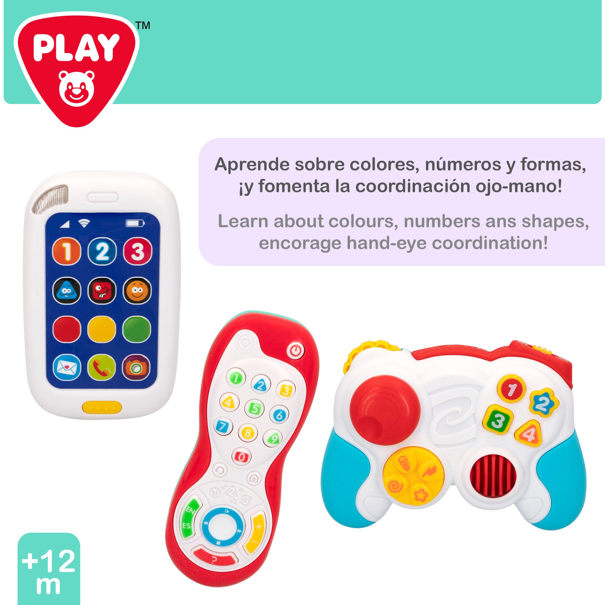 PLAY Set mandos y teléfono bebé juguete con luz y sonido