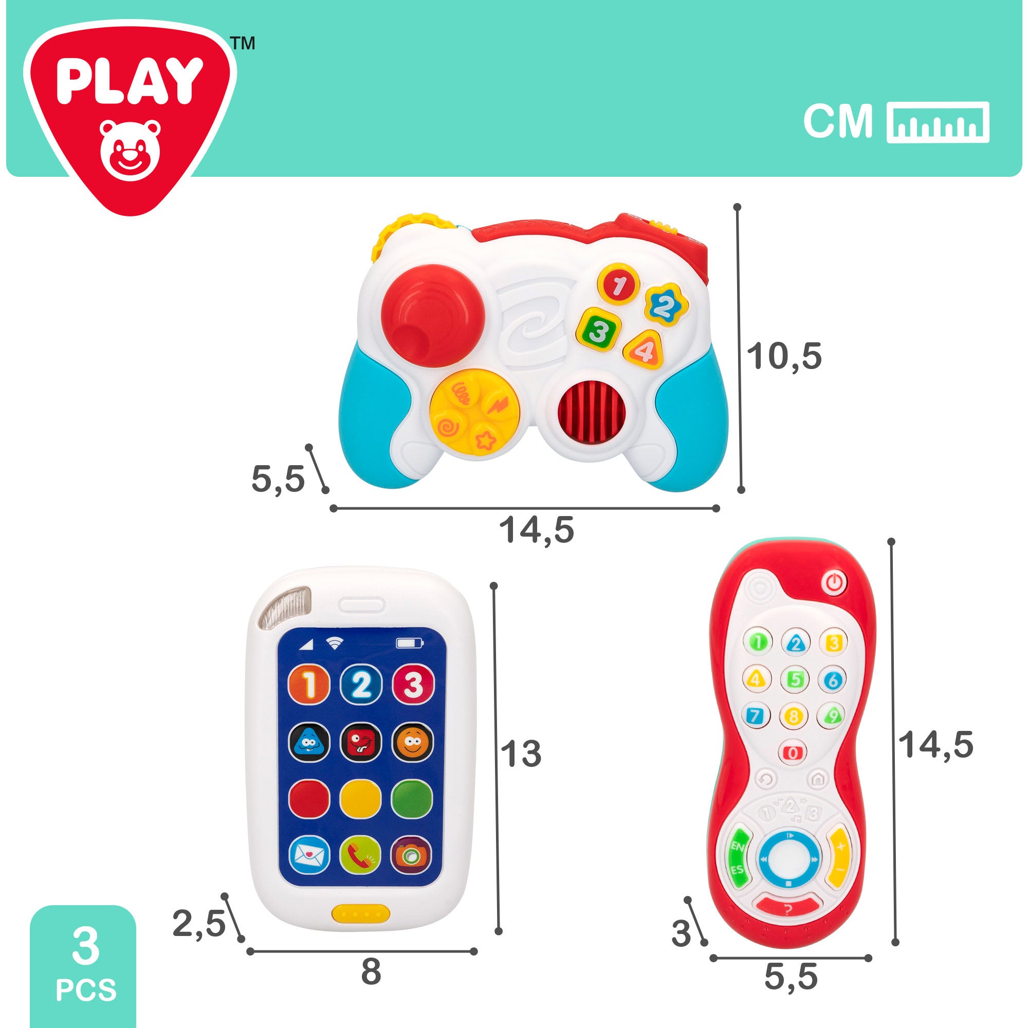 PLAY Set mandos y teléfono bebé juguete con luz y sonido