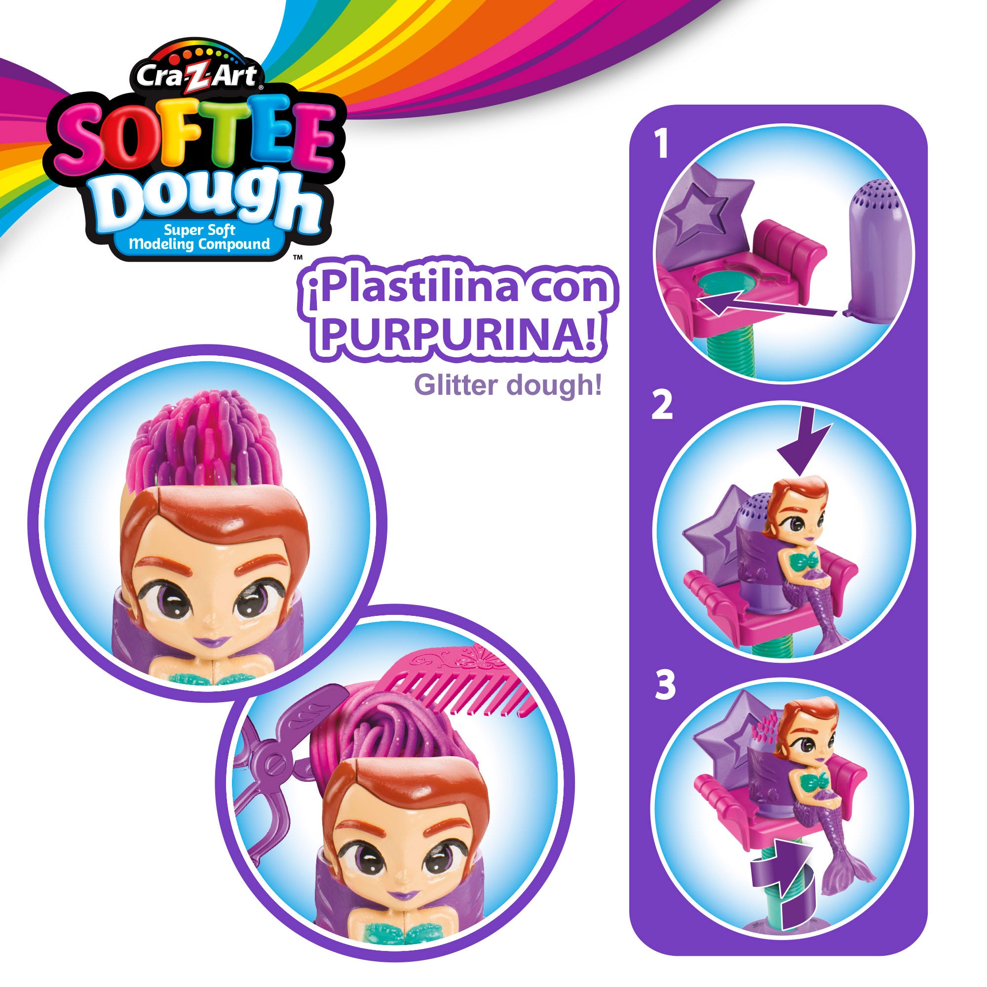 Set de plastilina brillante sirenitas Softee Dough