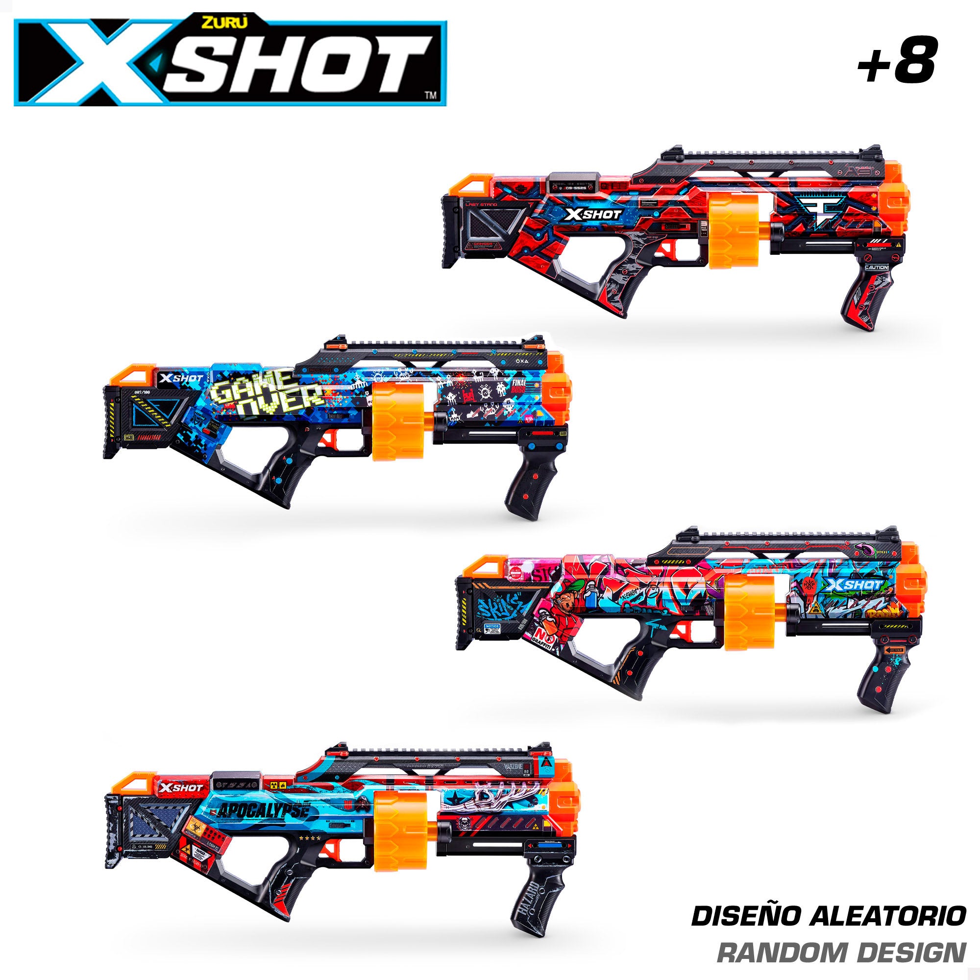 X-Shot Skins Pistola de juguete con 16 dardos de espuma