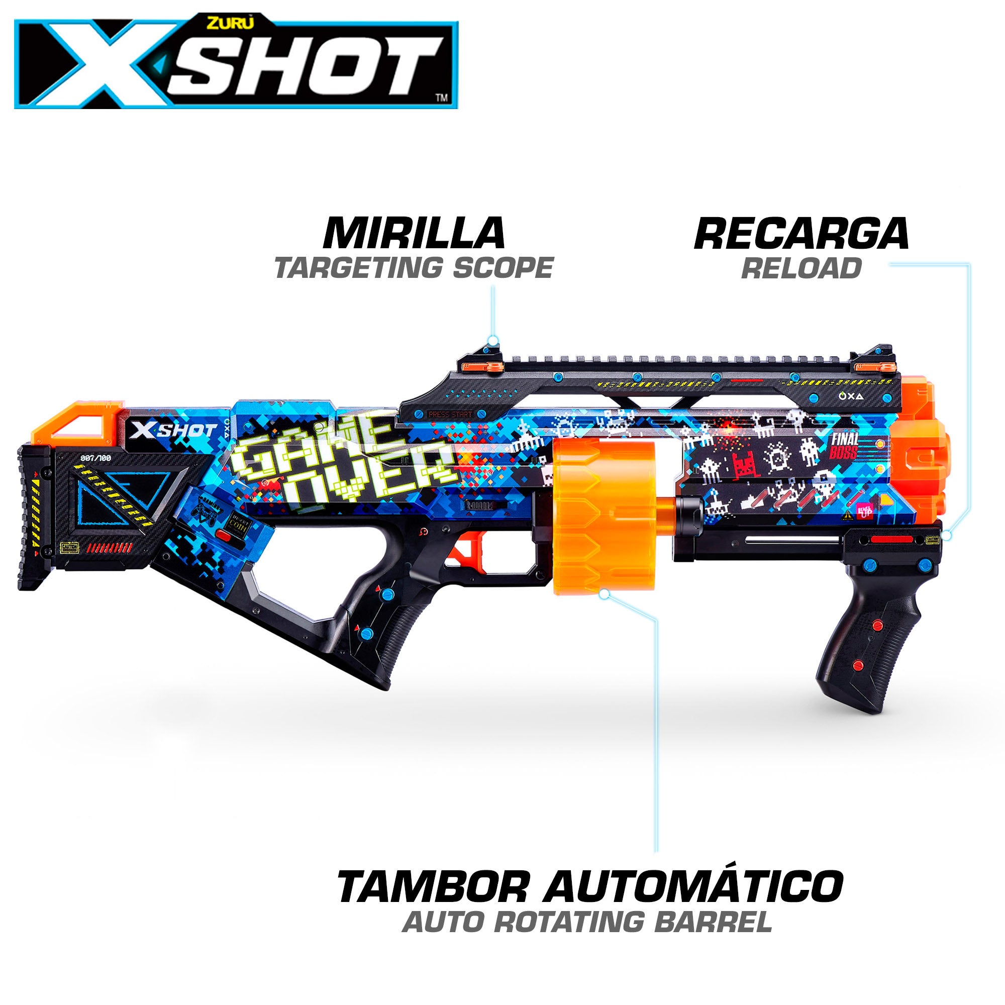 X-Shot Skins Pistola de juguete con 16 dardos de espuma
